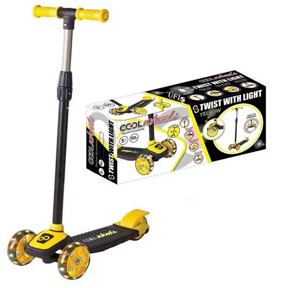 Cool Wheels Twist Led Işıklı 3 Tekerlekli Scooter Sarı