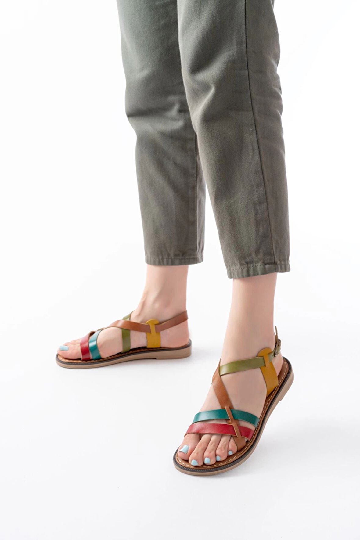 205-05 Multi Ortopedik Hakiki Deri Kadın Sandalet