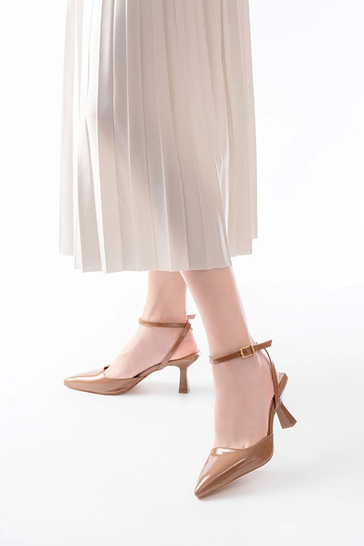 St-004 Vizon Rugan Günlük 7 Cm Topuklu Kadın Ayakkabı