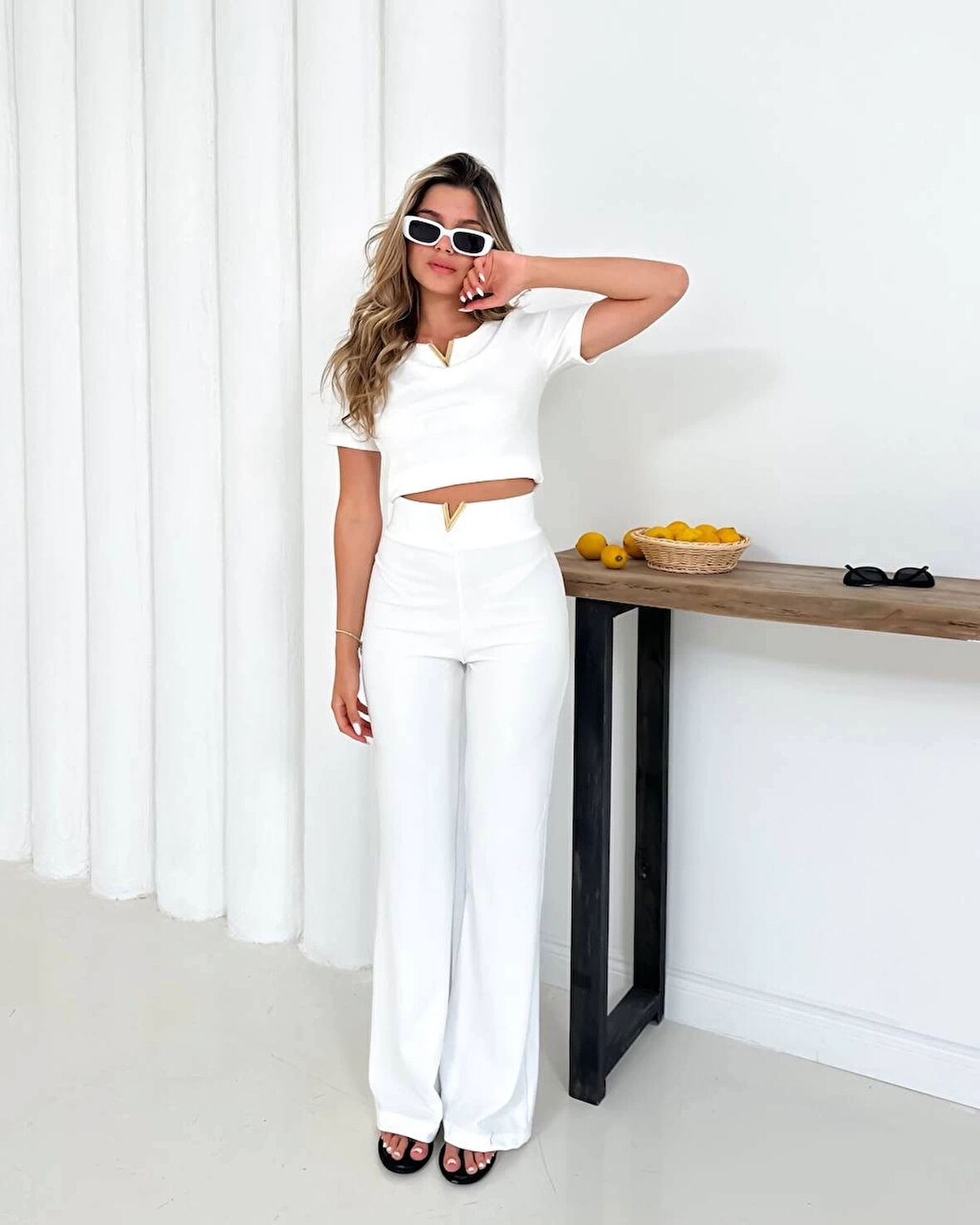 V Aksesuarlı Ottoman Takım Beyaz S255850