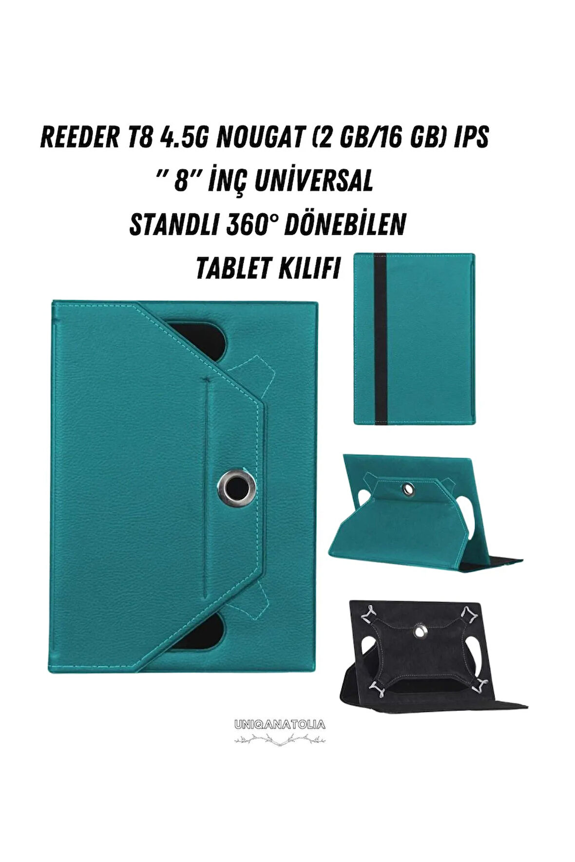 REEDER T8 4.5G Nougat (2 GB/16 GB) IPS 8" Universal Standlı 360° Dönebilen Tablet Kılıfı