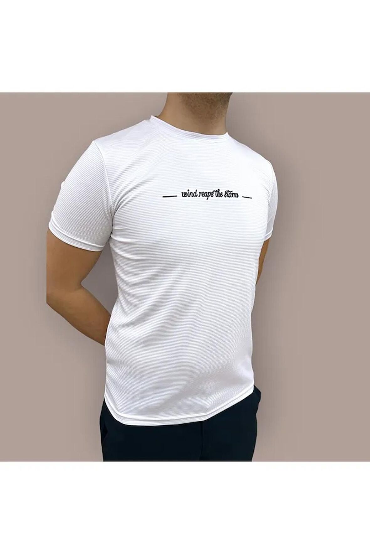 Erkek Slim Fit Enjeksiyon Baskılı Pamuklu T-Shirt