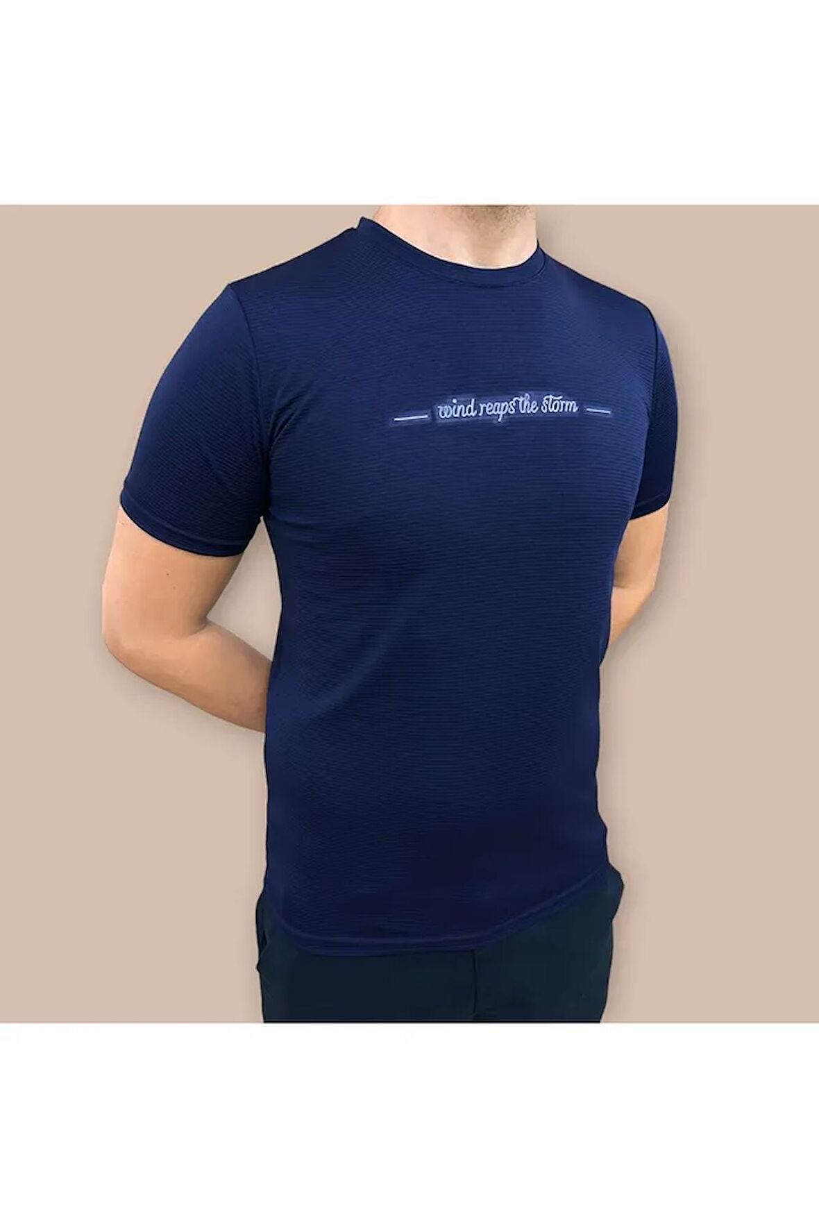 Erkek Slim Fit Enjeksiyon Baskılı Pamuklu T-Shirt