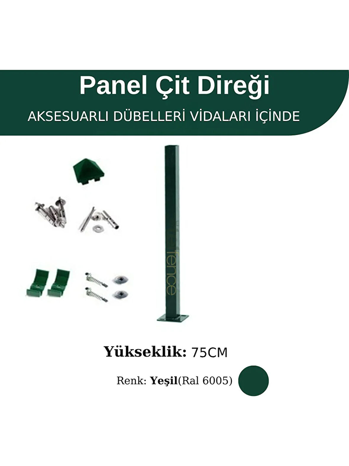 Profil Direk 75 Cm - Çim Çit Direği Panel Çit Direği 2 Adet