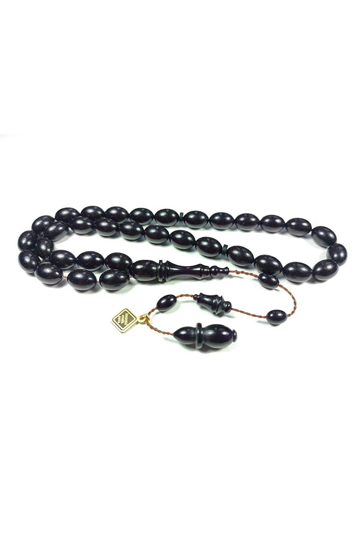 İskeçeli Cemil Usta İşi İmzalı İnci Siyahı Sıkma Kehribar Sertifikalı No 3844