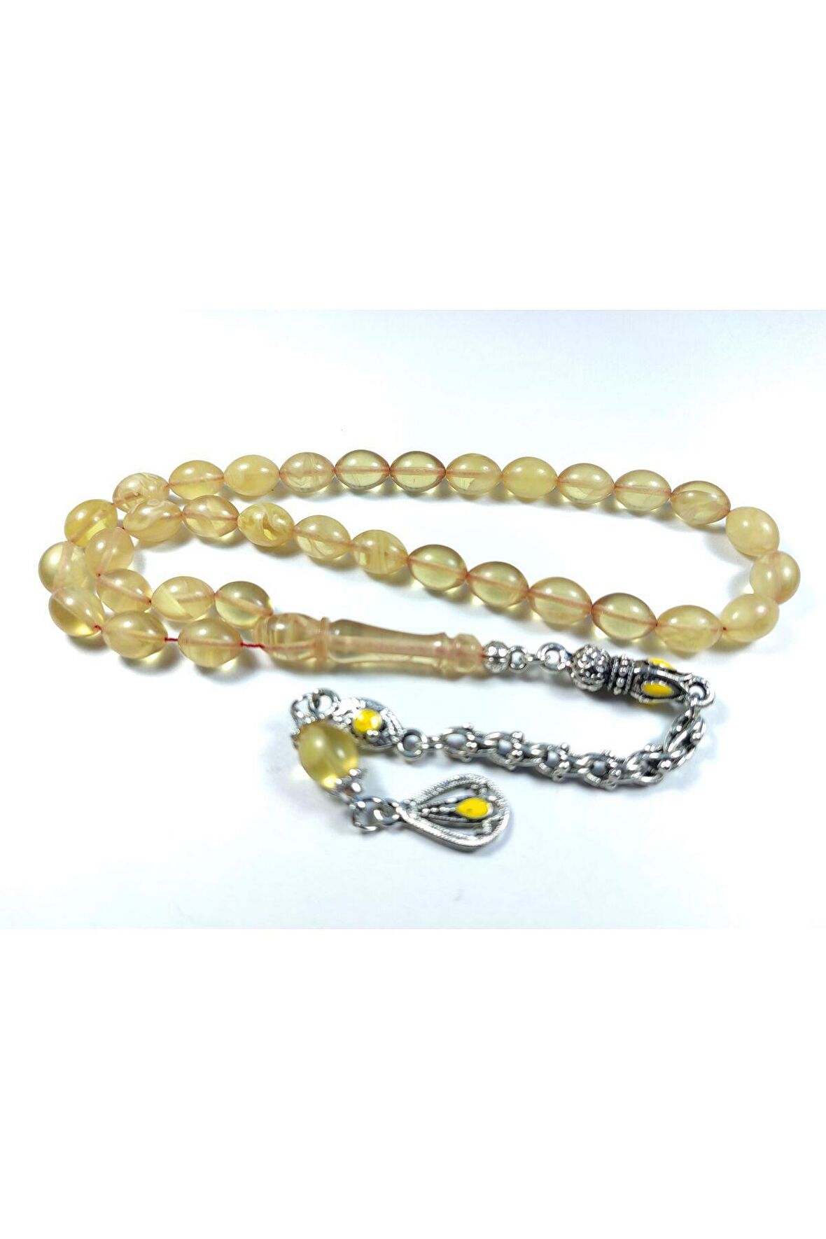 Alman Gümüş Püskül Kombinli Sıkma Kehribar Sertifikalı No 3327