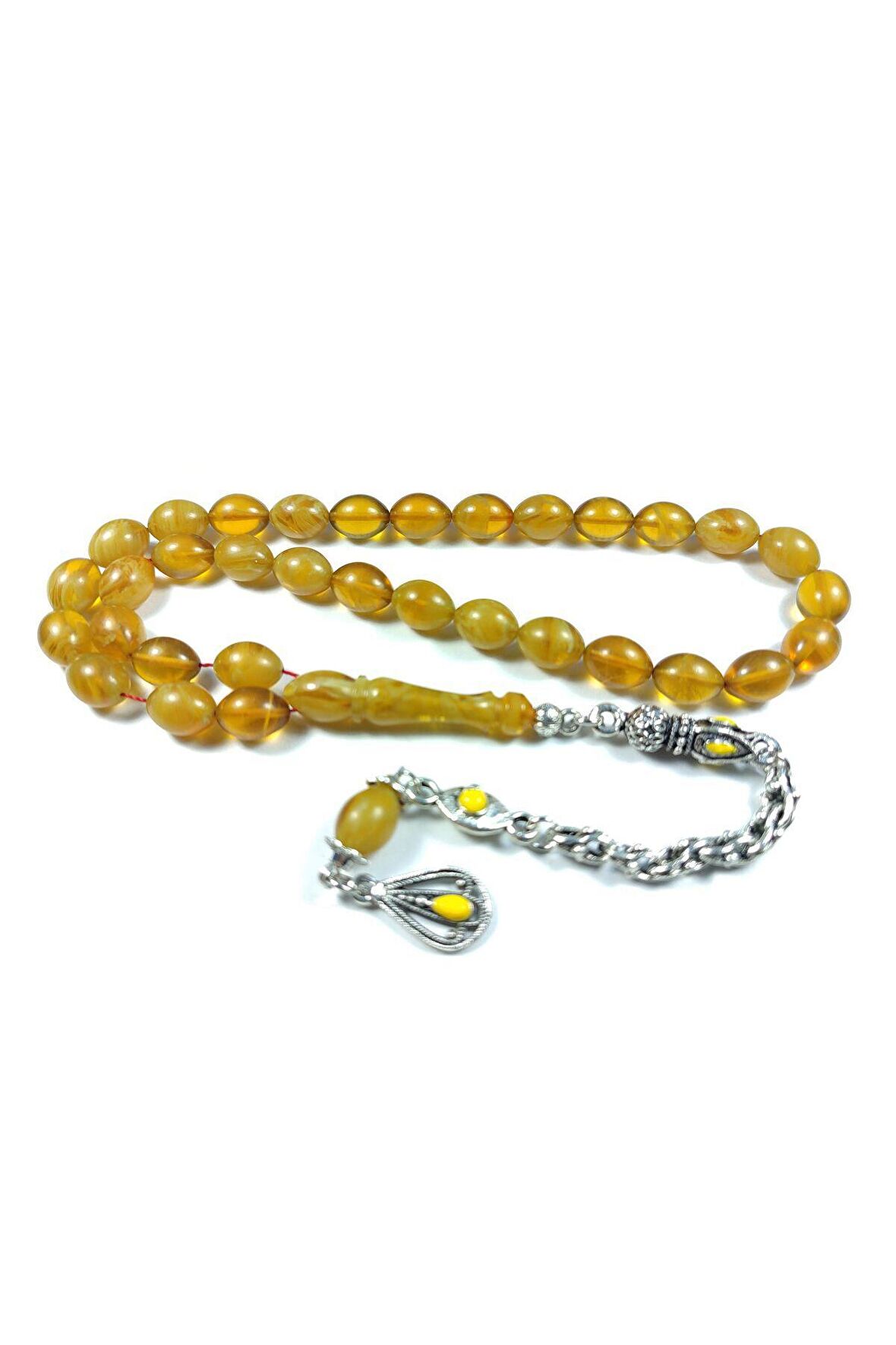 Alman Gümüş Püskül Kombinli Sıkma Kehribar Sertifikalı No 3326