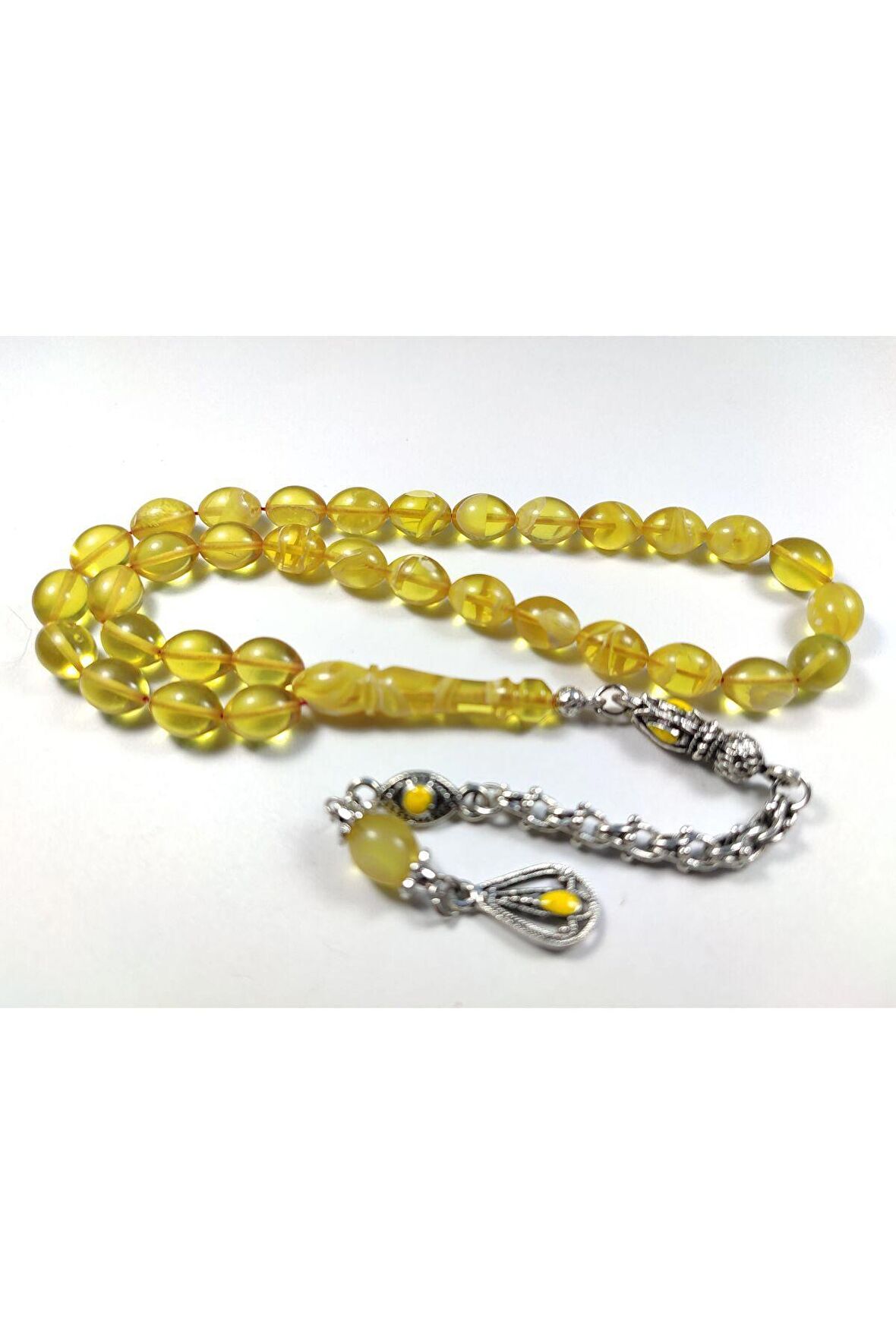 Alman Gümüş Püskül Kombinli Sıkma Kehribar Sertifikalı No 3323