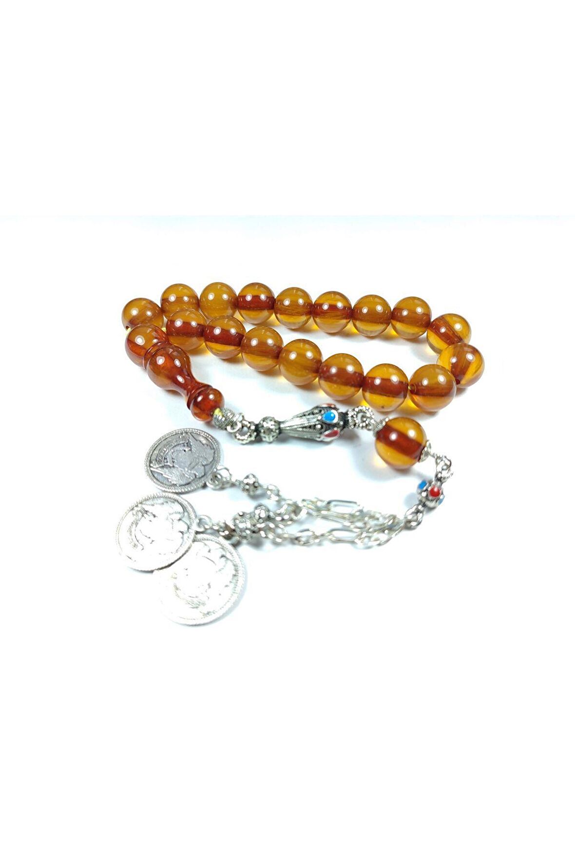 3 Dallı Alman Gümüş Püskül Kombinli Maskot Sıkma Kehribar Sertifikalı 3127