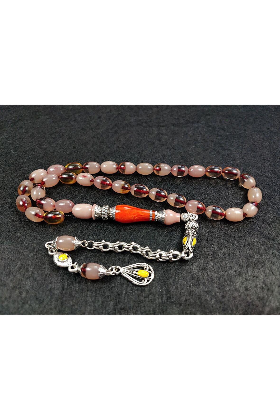 Alman Gümüş Püskül Kombinli Gümüş Nakkaş Imame Sıkma Kehribar Sertifikalı