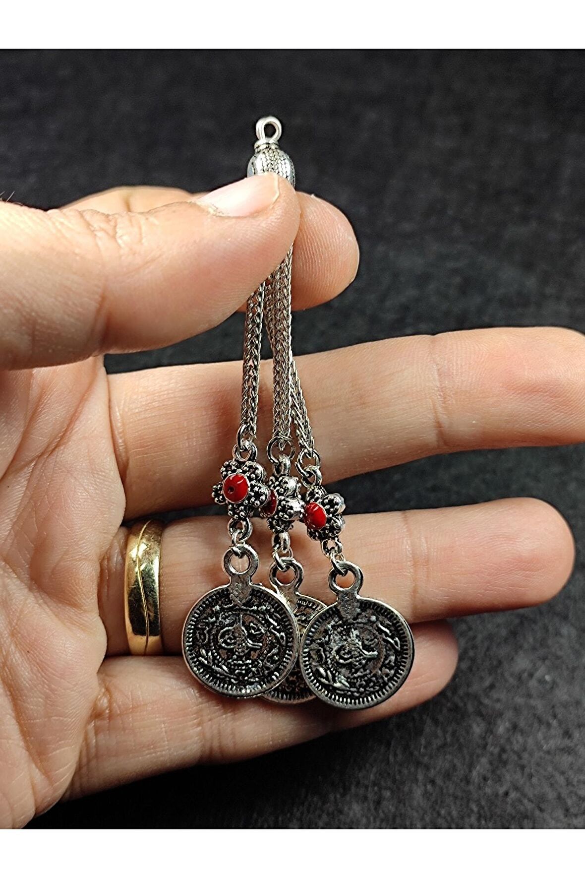 Usta Işçilikli Gümüş Kaplama Tesbih Püskülü