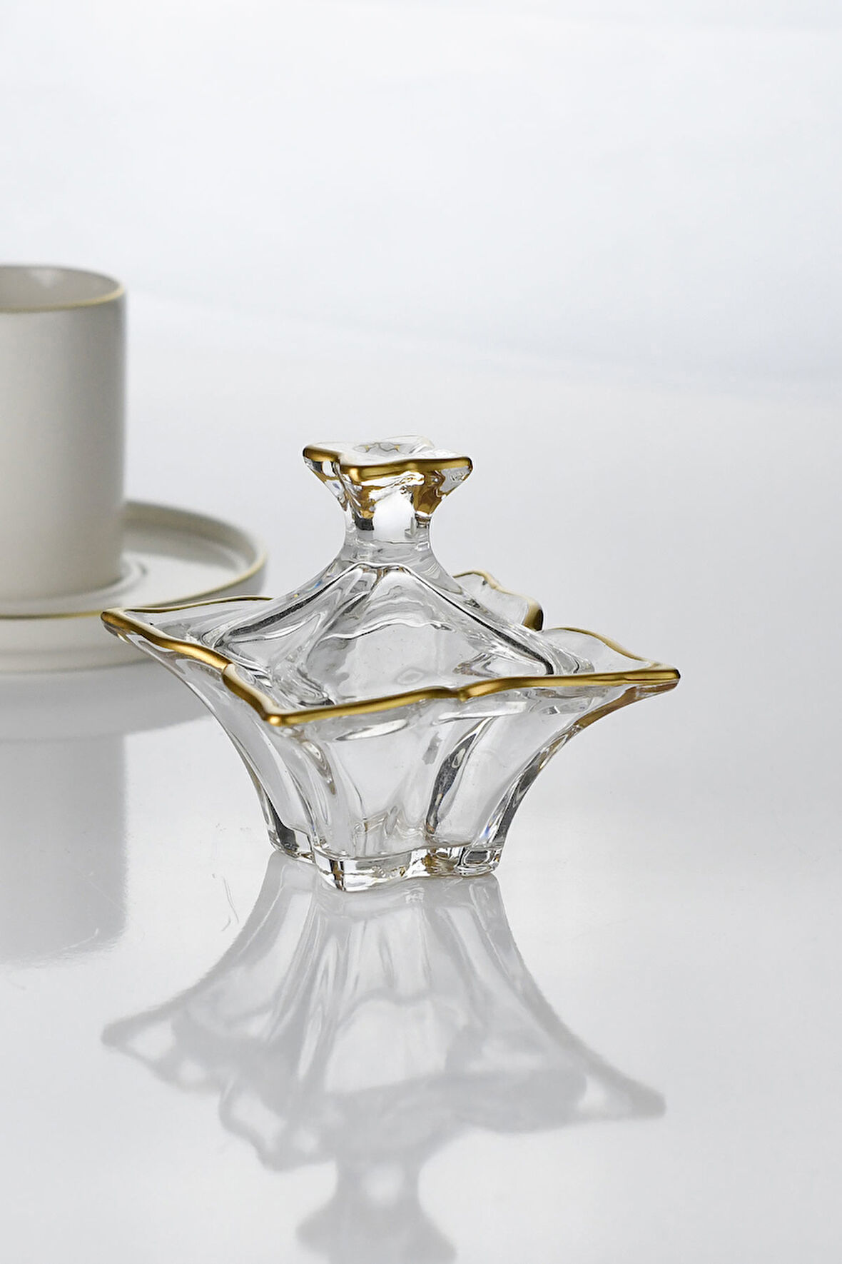 Gold Yaldızlı Kelebek Model Mini Cam Şekerlik