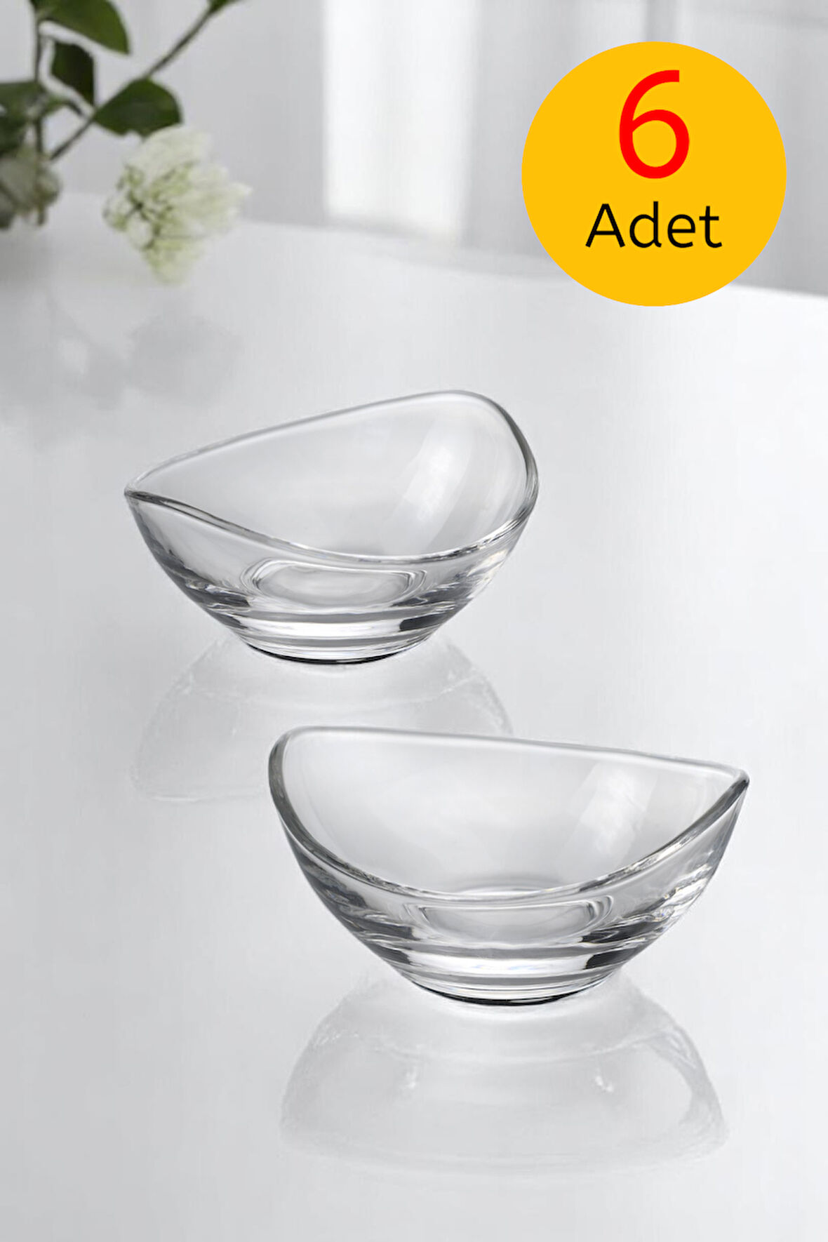 6’lı Cam Oval Model Kase Seti - Kahvaltılık Çerezlik Kase