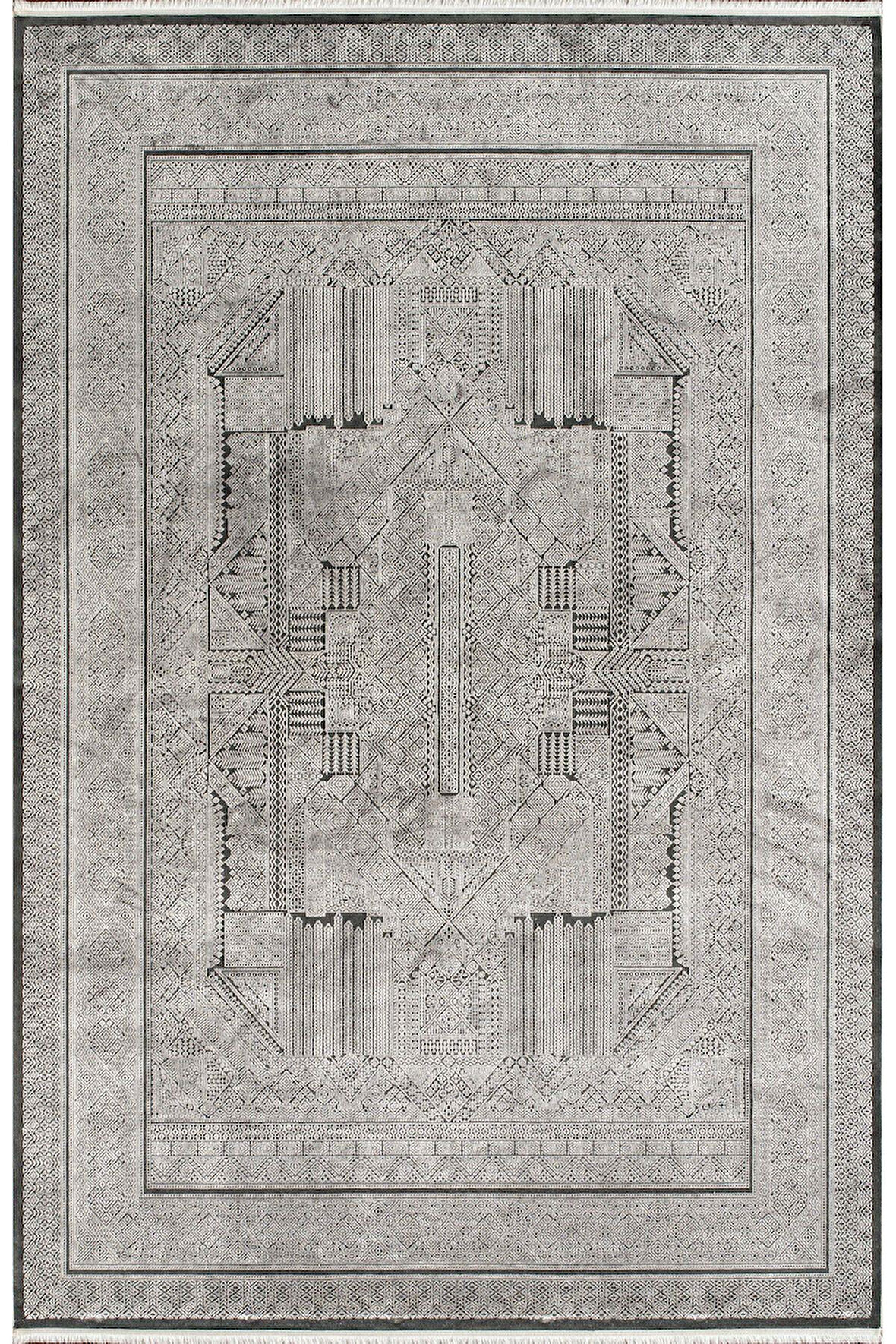 Royal Halı Bearny TD01D Gri Antrasit Viskon Akrilik Yumuşak Dokulu Modern Halı