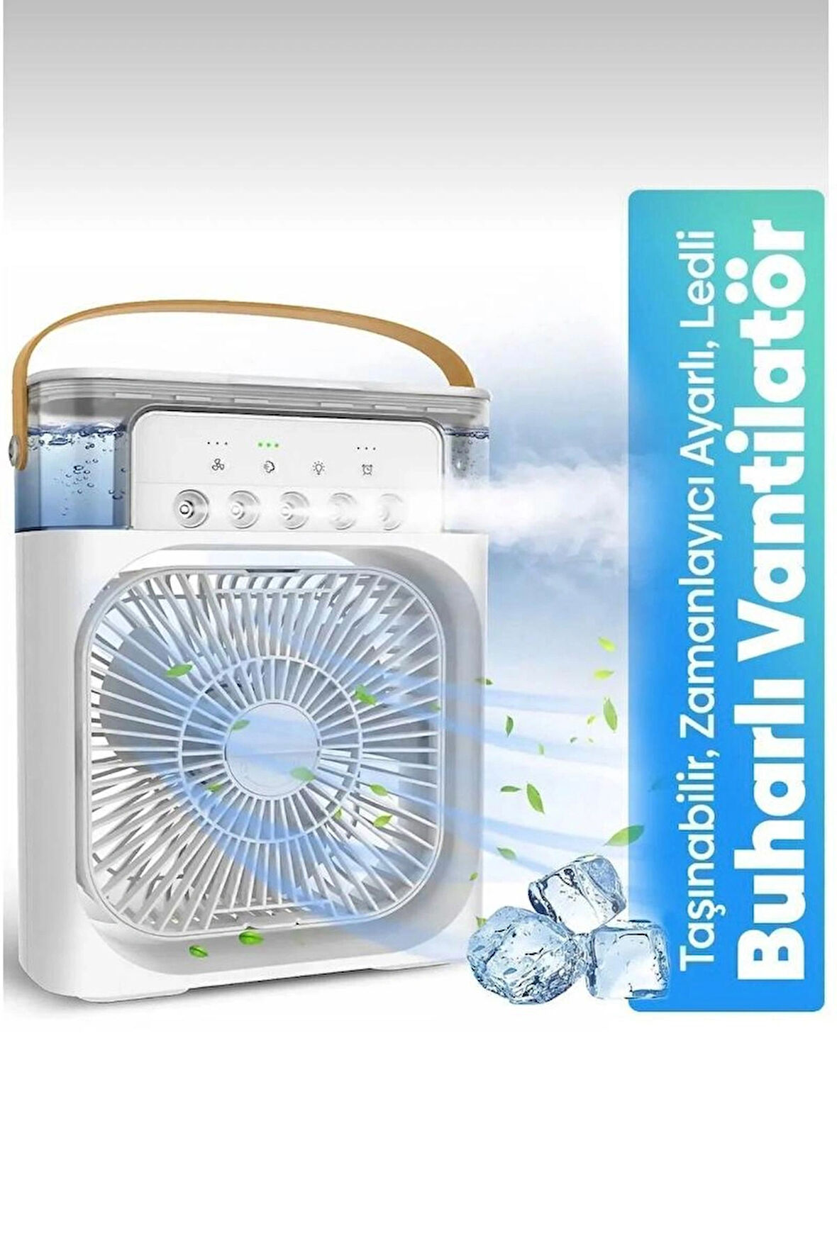 Yeni Işıklı Klima 5 Spreyli Vantilatör Buzlu Buharlı Mini Klima Mini Fan Buzlu Fan