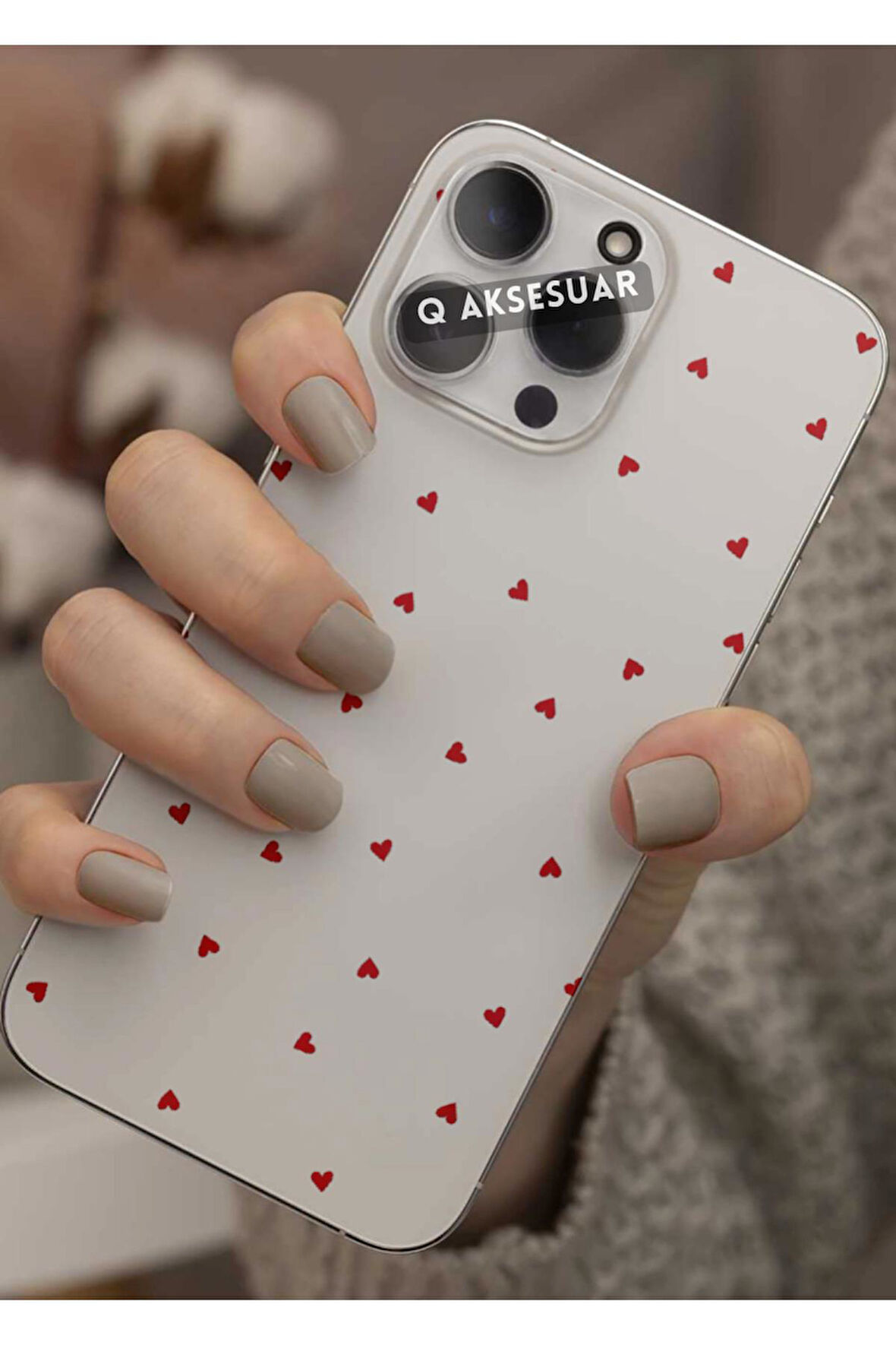 Tecno Camon 18 Uyumlu Mini Kırmızı Kalp Tasarımlı Şeffaf Telefon Kılıfı Kapak Case