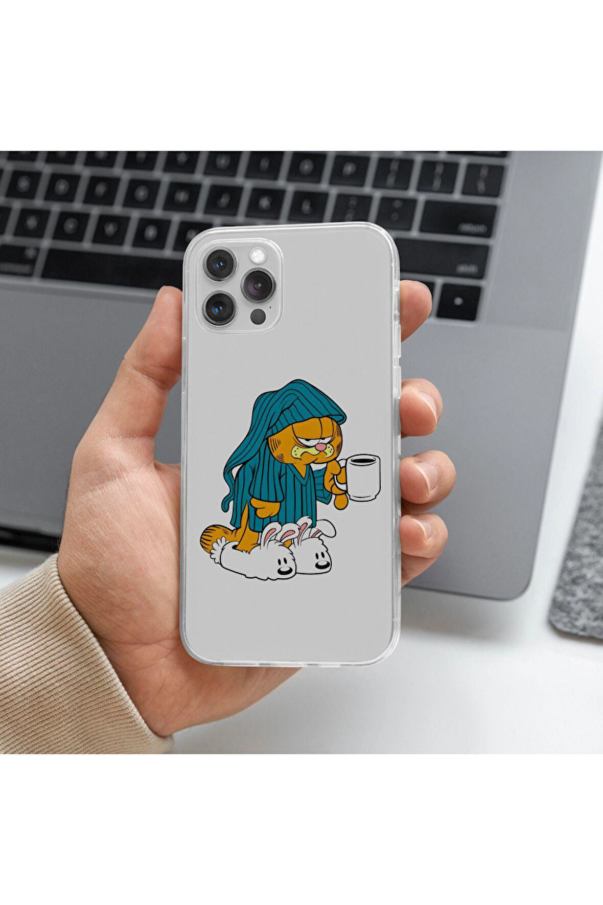 Tecno Pova 4 Uyumlu Garfield Tasarımlı Premium Şeffaf Telefon Kılıfı