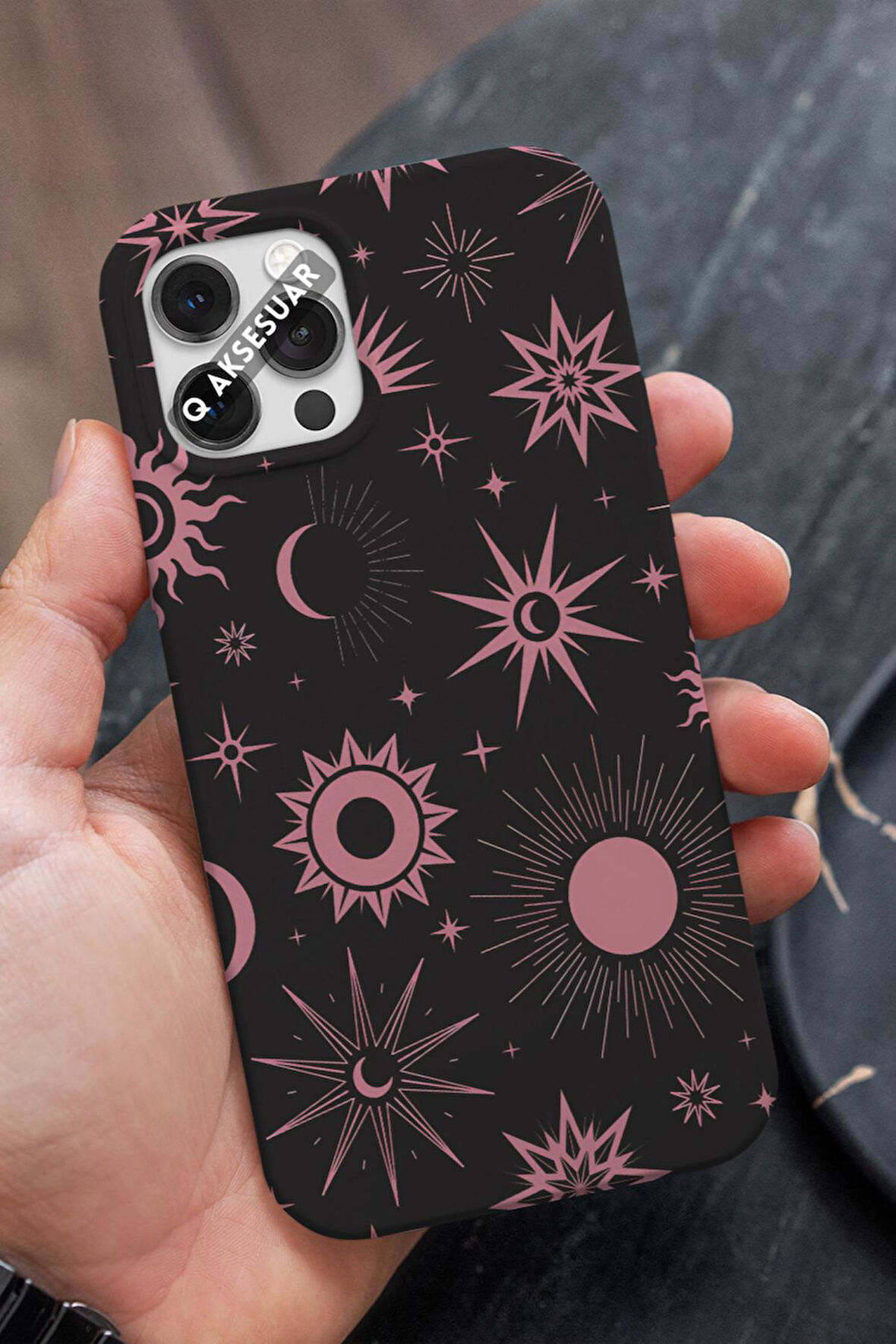 Tecno Spark 20 Pro 5G Uyumlu Pembe Yıldıız Tasarımlı Premium Telefon Kılıfı