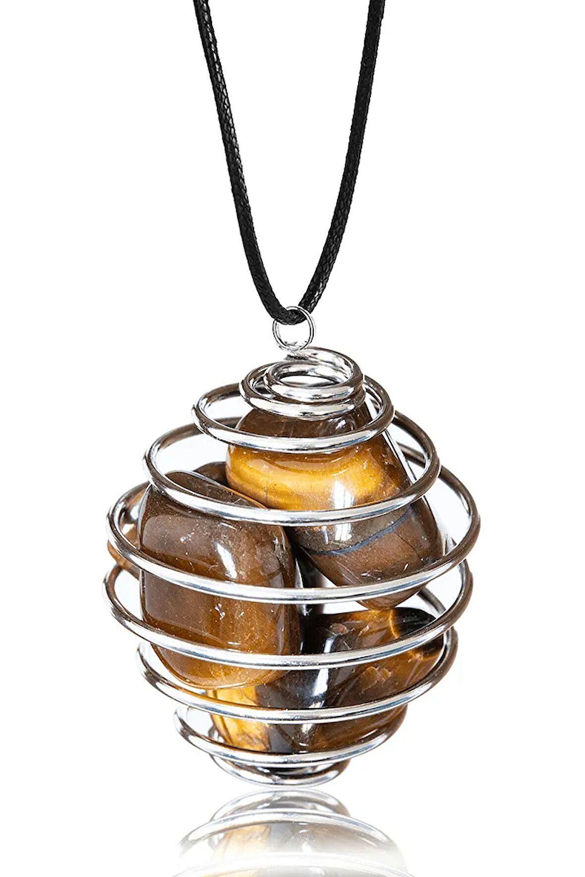 Sertifikalı Tel Sargılı Kafes Model Kaplan Gözü Taşı Kolye