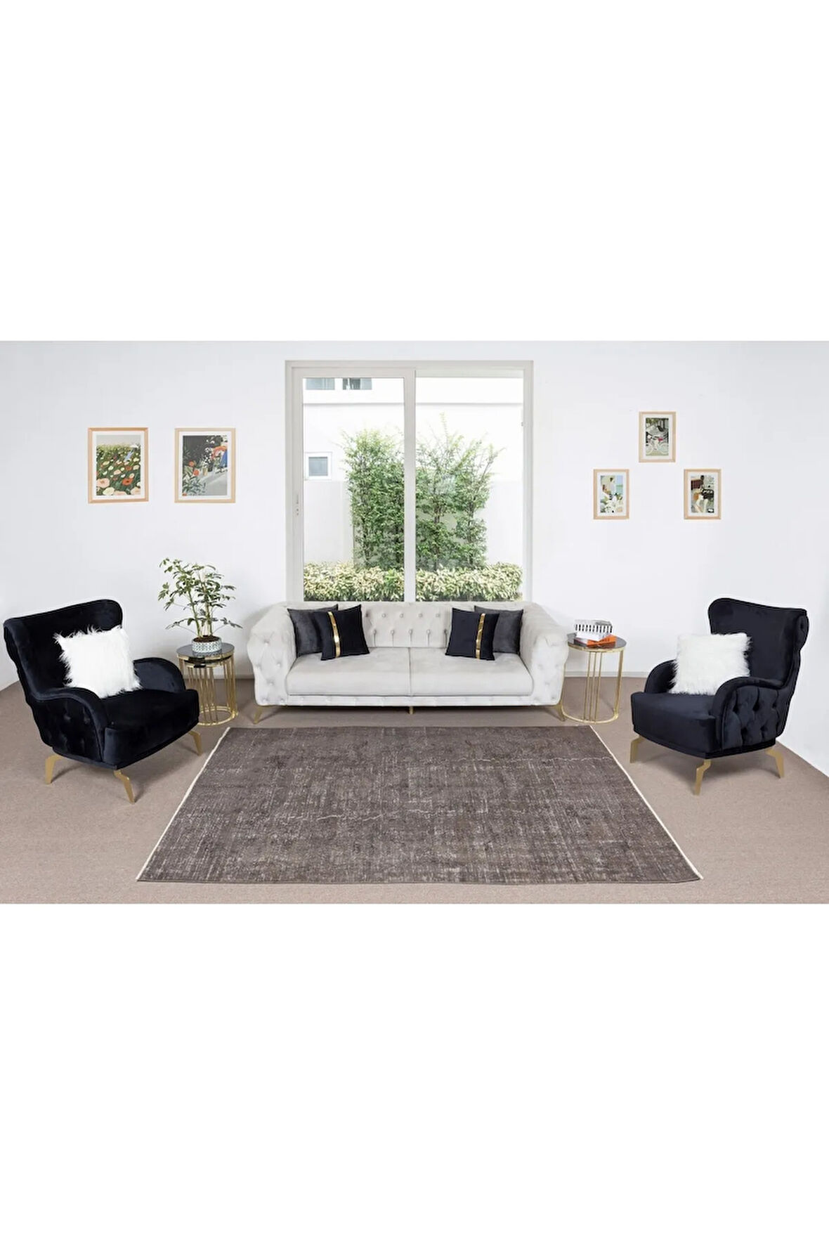 172x260 Cm El Dokuması Yeniden Boyanmış Eski Türk Halısı, Modern Gri El Yapımı Yünlü Halı