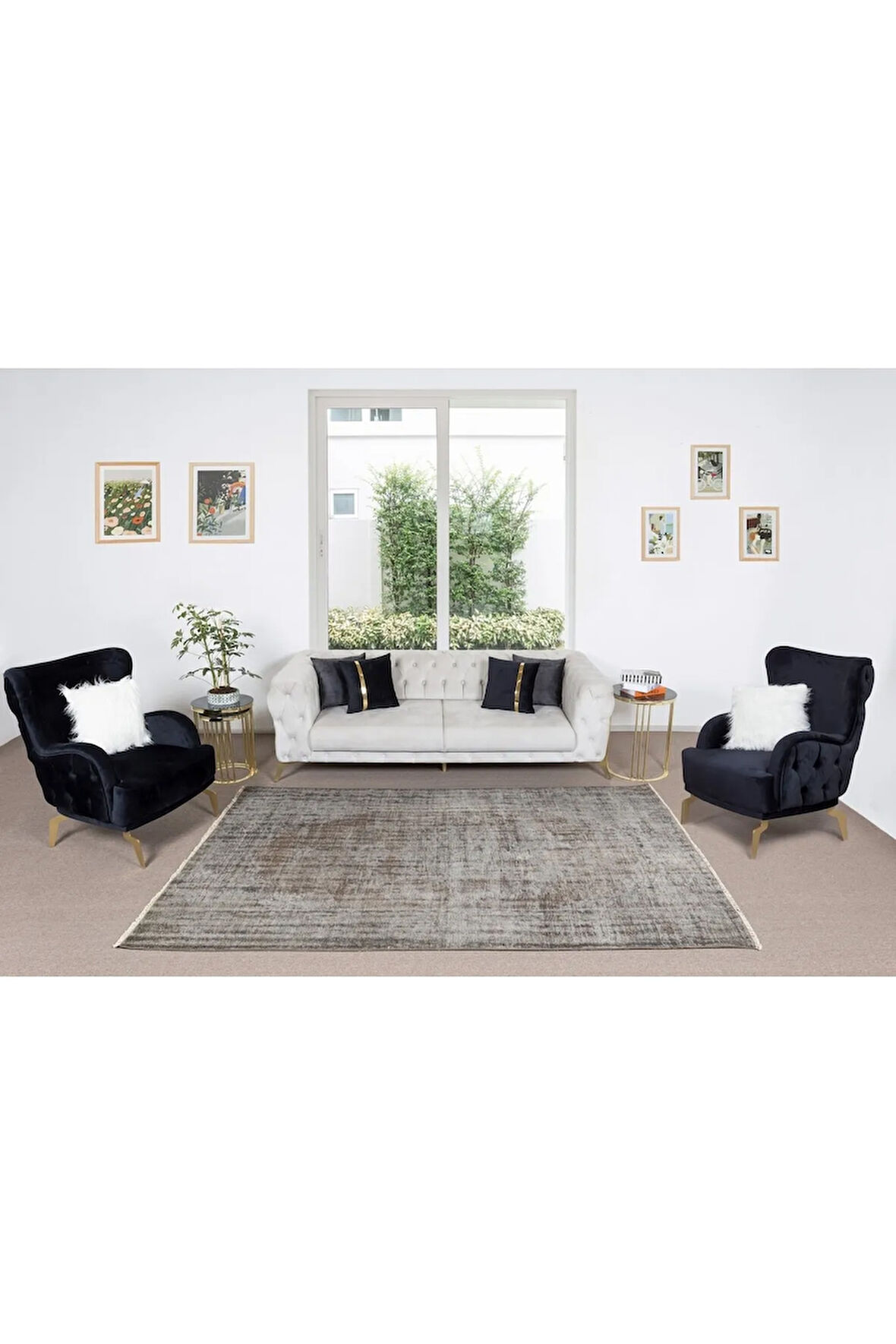 168x270 Cm Çağdaş Gri Otantik Yünlü Halı, El Dokuması Yeniden Boyanmış Eski Türk Halısı