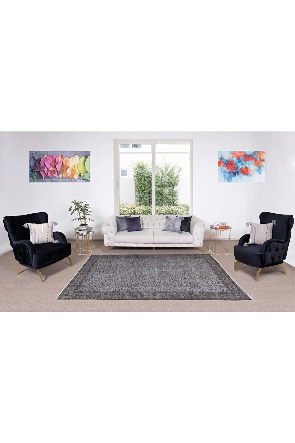 169x270 Cm El Dokuması Yeniden Boyanmış Eski Türk Halısı, Modern Gri El Yapımı Yünlü Halı