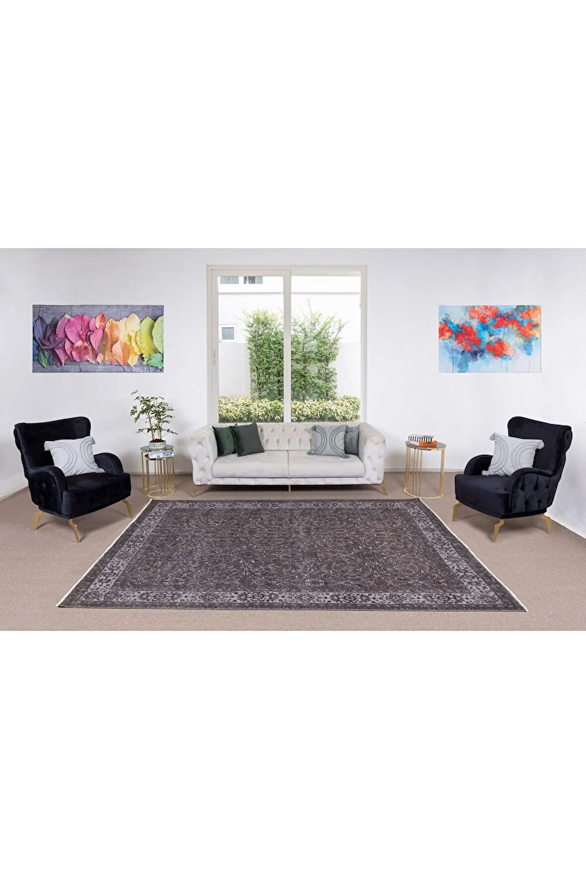 195x268 Cm El Dokuması Yeniden Boyanmış Eski Türk Halısı, Modern Kahverengi El Yapımı Halı