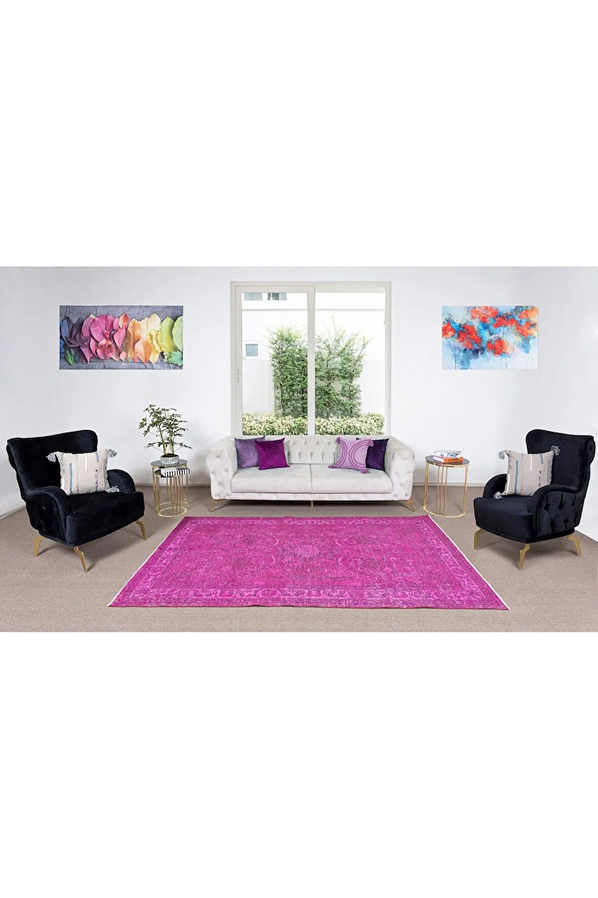 160x261 cm Pembe Renkli Yünlü Halı, Modern El Dokuması Yeniden Boyanmış Eski Anadolu Halısı
