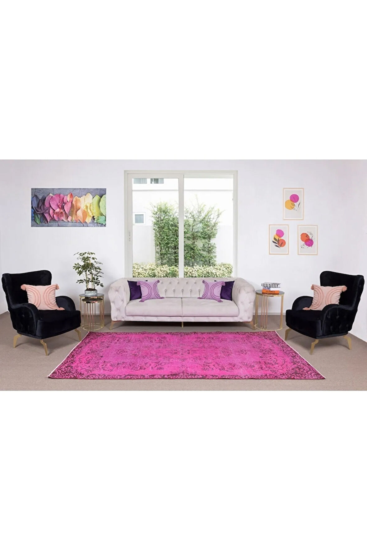 170x297 Cm El Dokuması Yeniden Boyanmış Eski Türk Halısı, Çağdaş Pembe El Yapımı Yünlü Halı