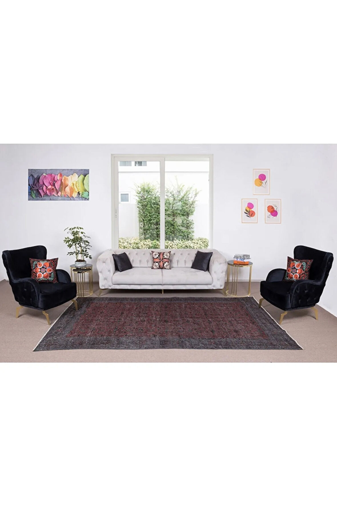 196x321 Cm El Dokuması Yeniden Boyanmış Eski Türk Halısı, Modern Kırmızı El Yapımı Yünlü Halı