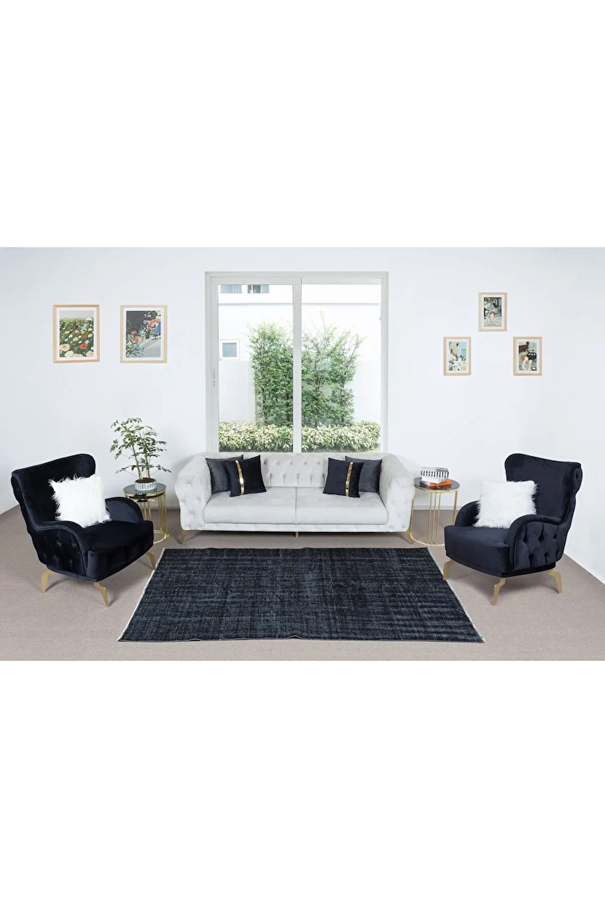 158x247 Cm El Dokuması Yeniden Boyanmış Eski Türk Halısı, Modern Siyah El Yapımı Yünlü Halı