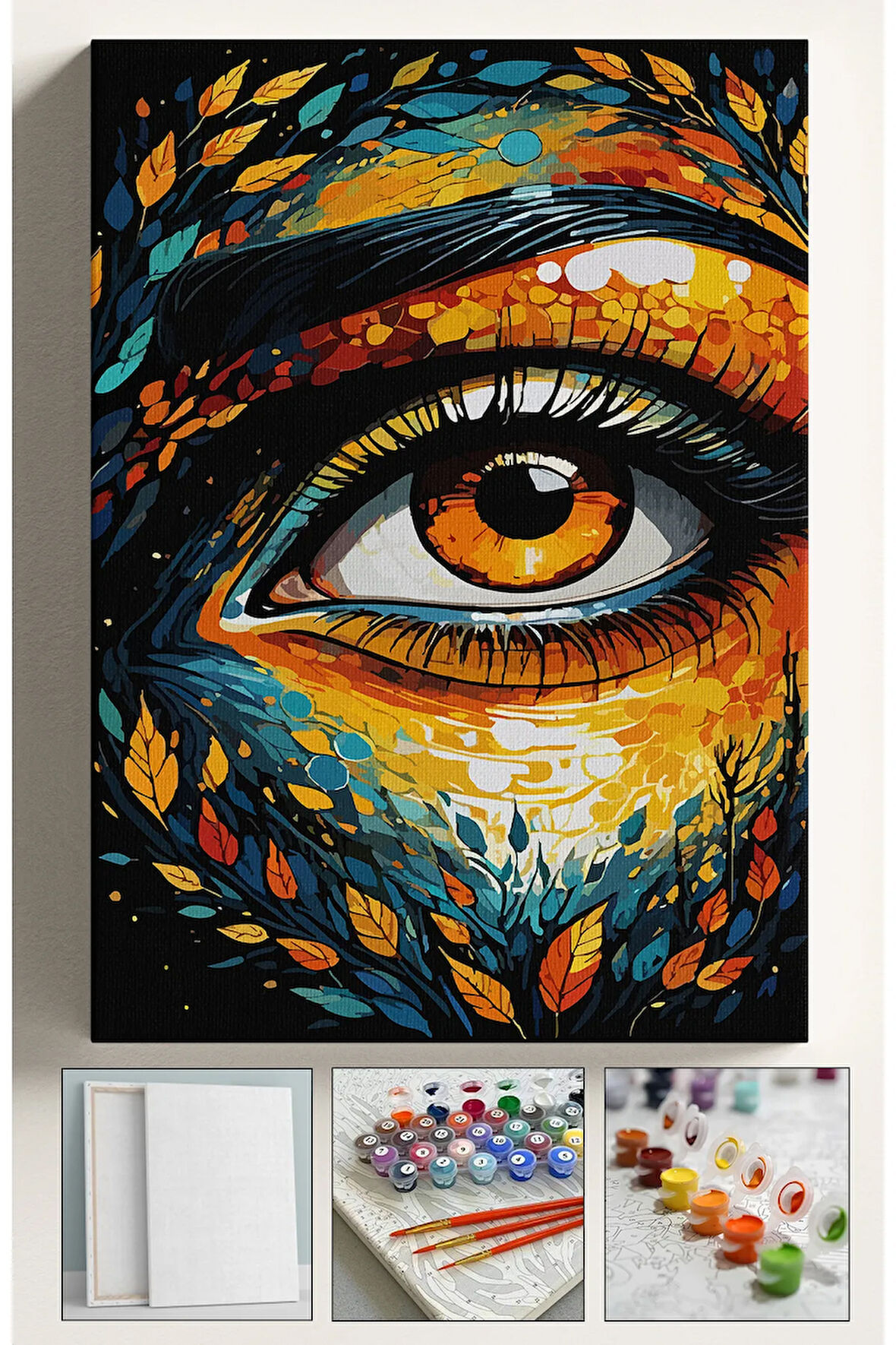 Sayılarla Boyama Tuval Seti Fırça Boya Dahil (çıtalı) 40x50 Cm - TEK GÖZ