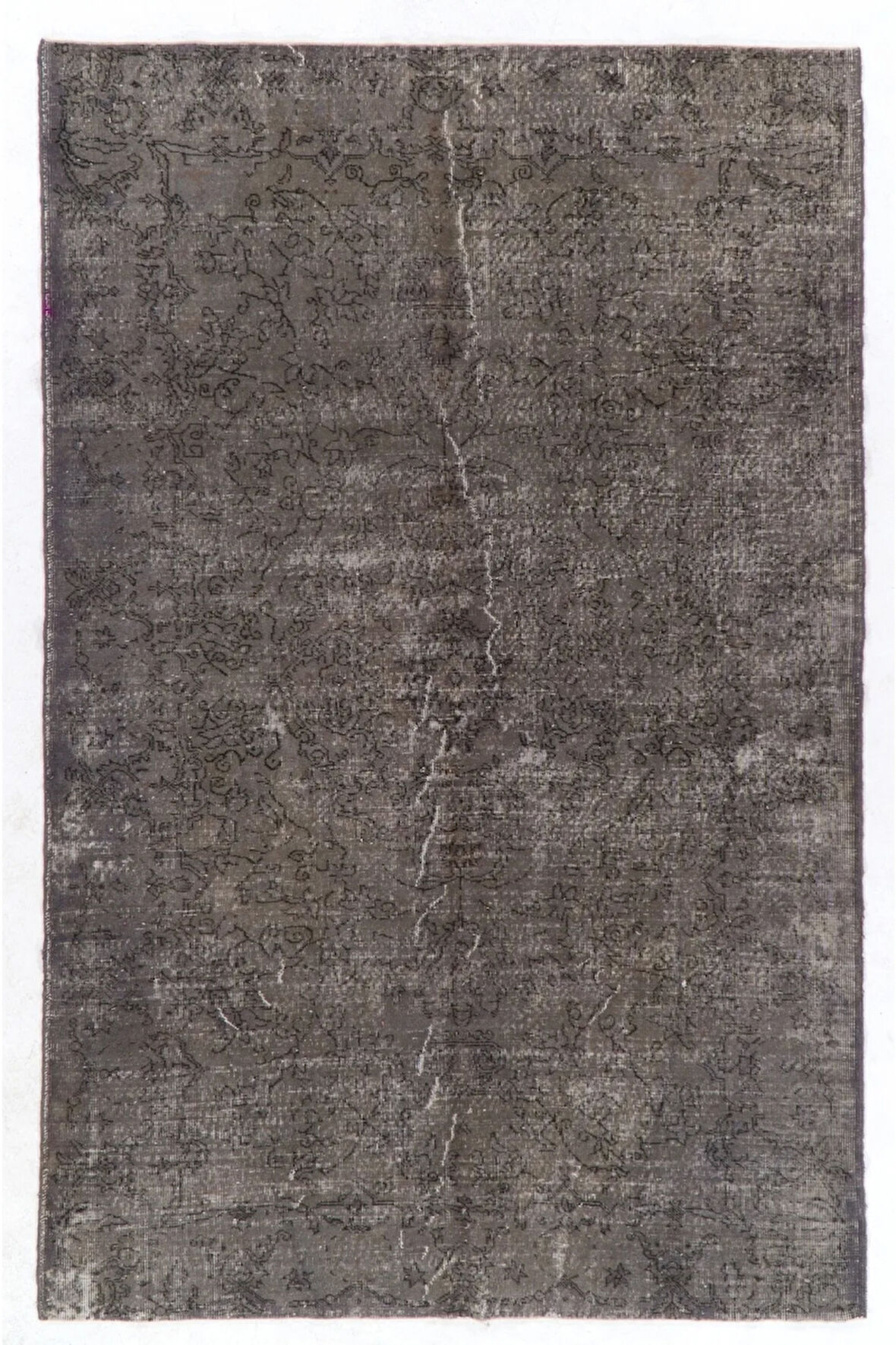 (190 X 298 CM) Gri Renk Anadolu Halısı, El Dokuması Hafif Çiçek Desenli Halı