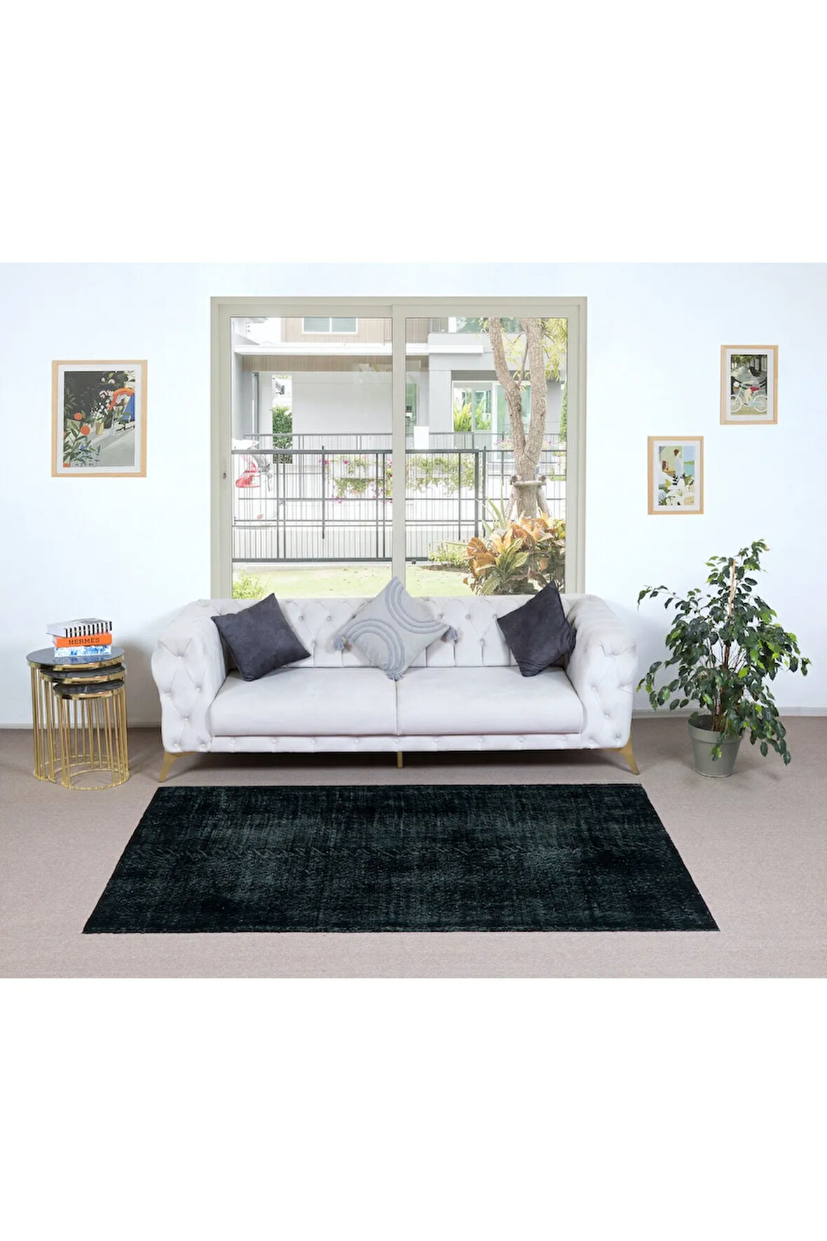 120x205 Cm Düz Siyah Renkli El Dokuması Anadolu Halısı, Isparta Halısı, Mutfak Halısı