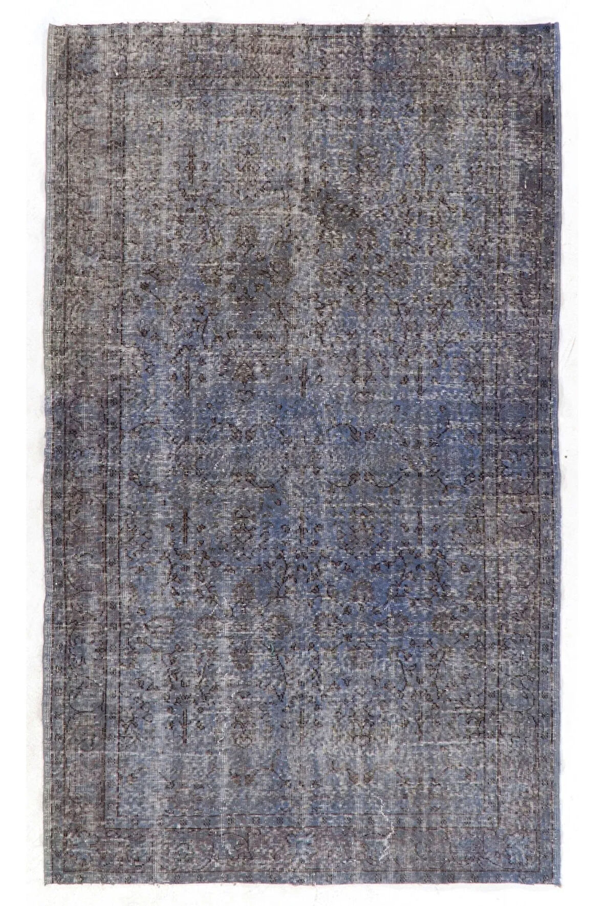 (160 X 262 CM) Gri Renkli Anadolu Halısı, El Dokuması Çiçek Desenli Anadolu Halısı