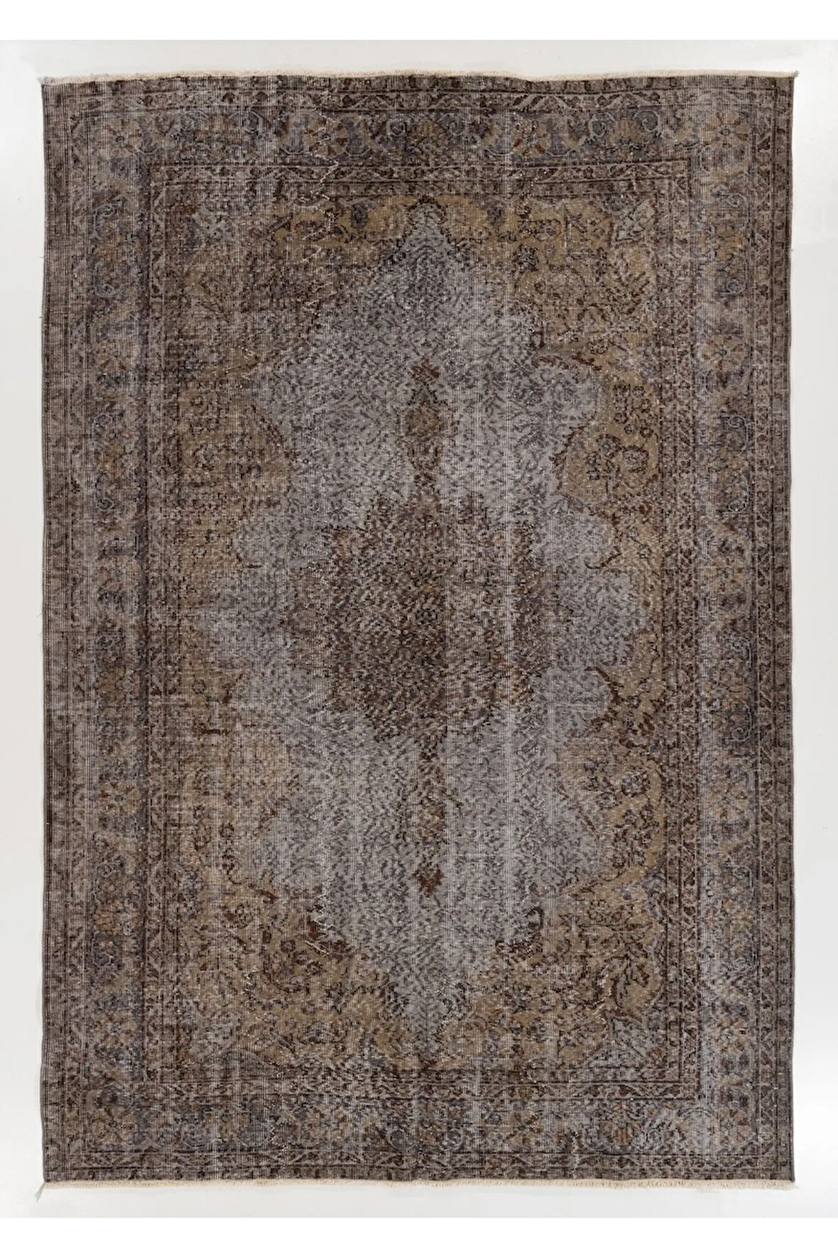 (202 X 298 CM) Kahverengi Tonlarda El Dokuması Anadolu Halısı, Madalyon Desenli Halı