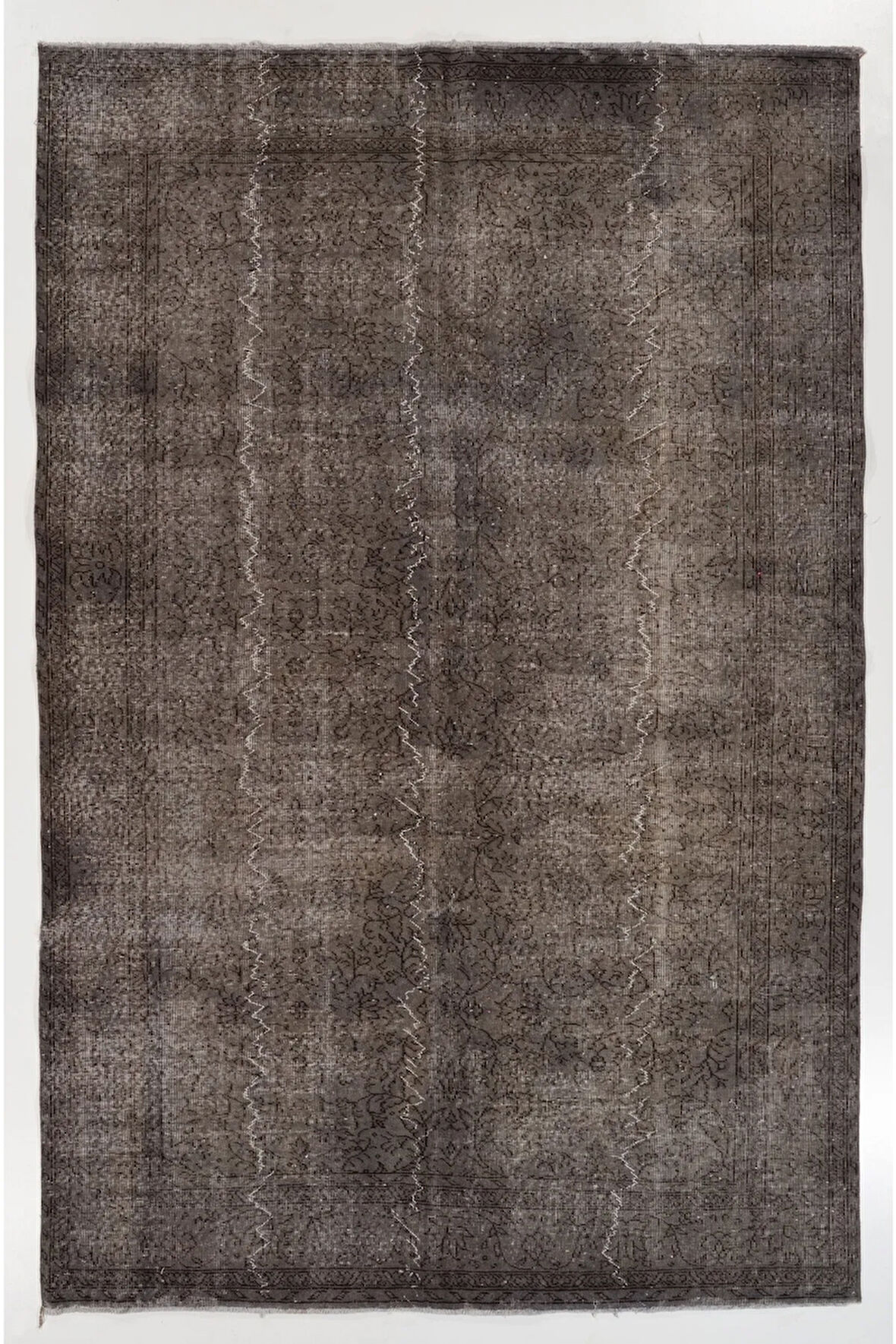 (196 X 295 CM) Gri Renk Anadolu Halısı, El Dokuması Hafif Gölgeli Çiçek Desenli Halı