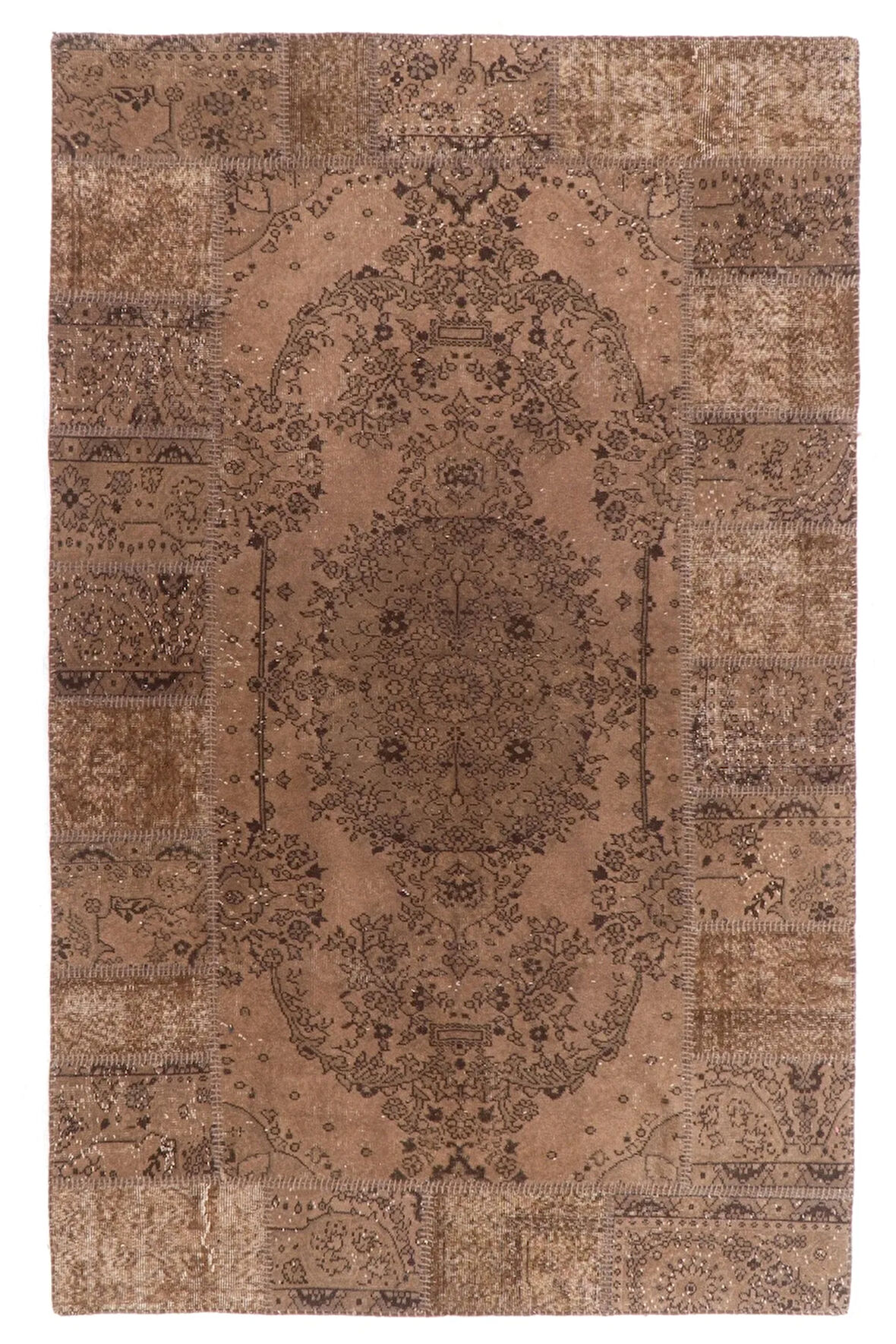 (180 X 247 CM) Kahverengi Renkli %100 El Dokuması Anadolu Halısı, Madalyon Desenli Isparta Halısı