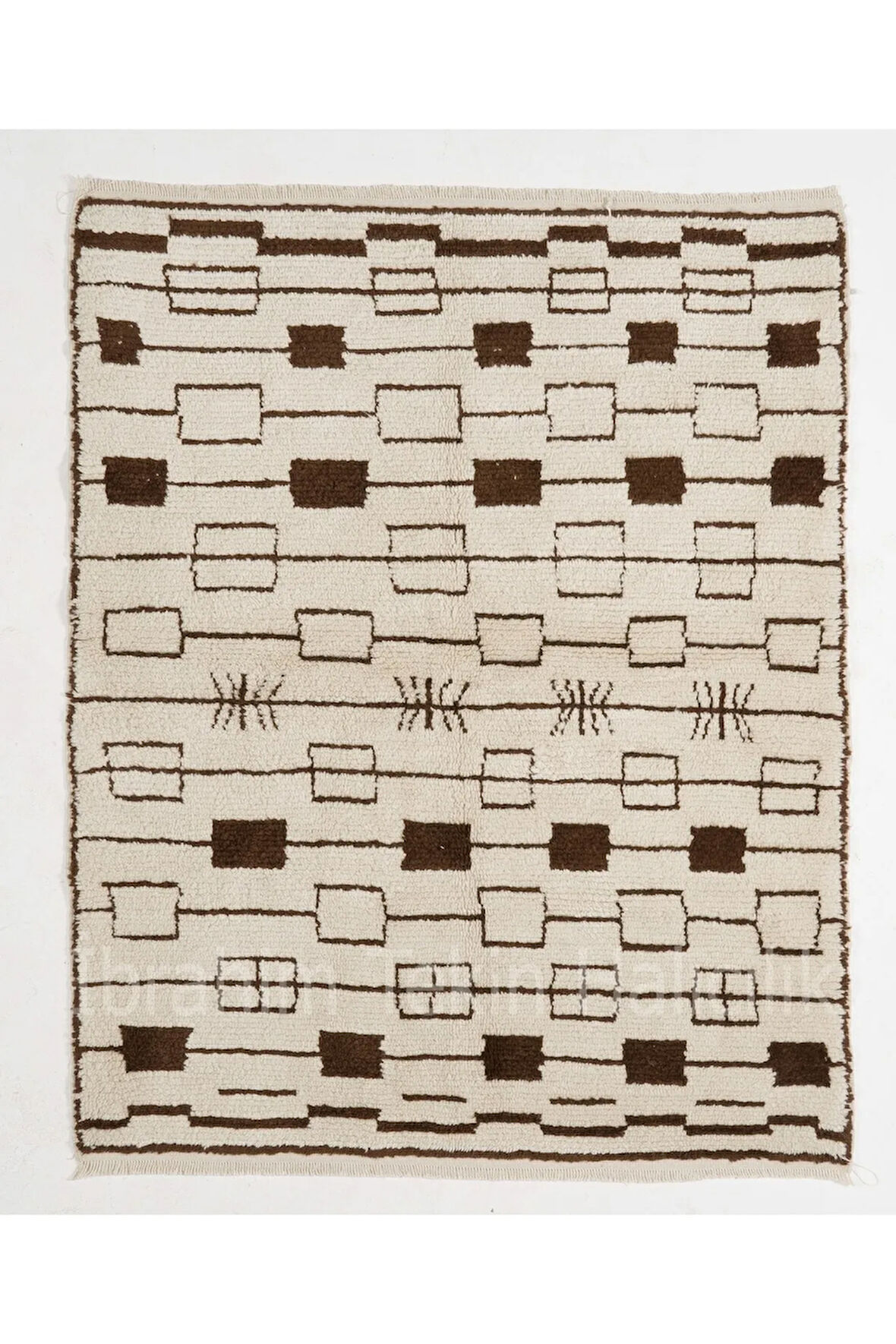 150x180 Cm El Dokuması Tülü Halı, Yumuşak Halı, Yünden Yapılmış Bej Halı, Çağdaş Fas Halısı