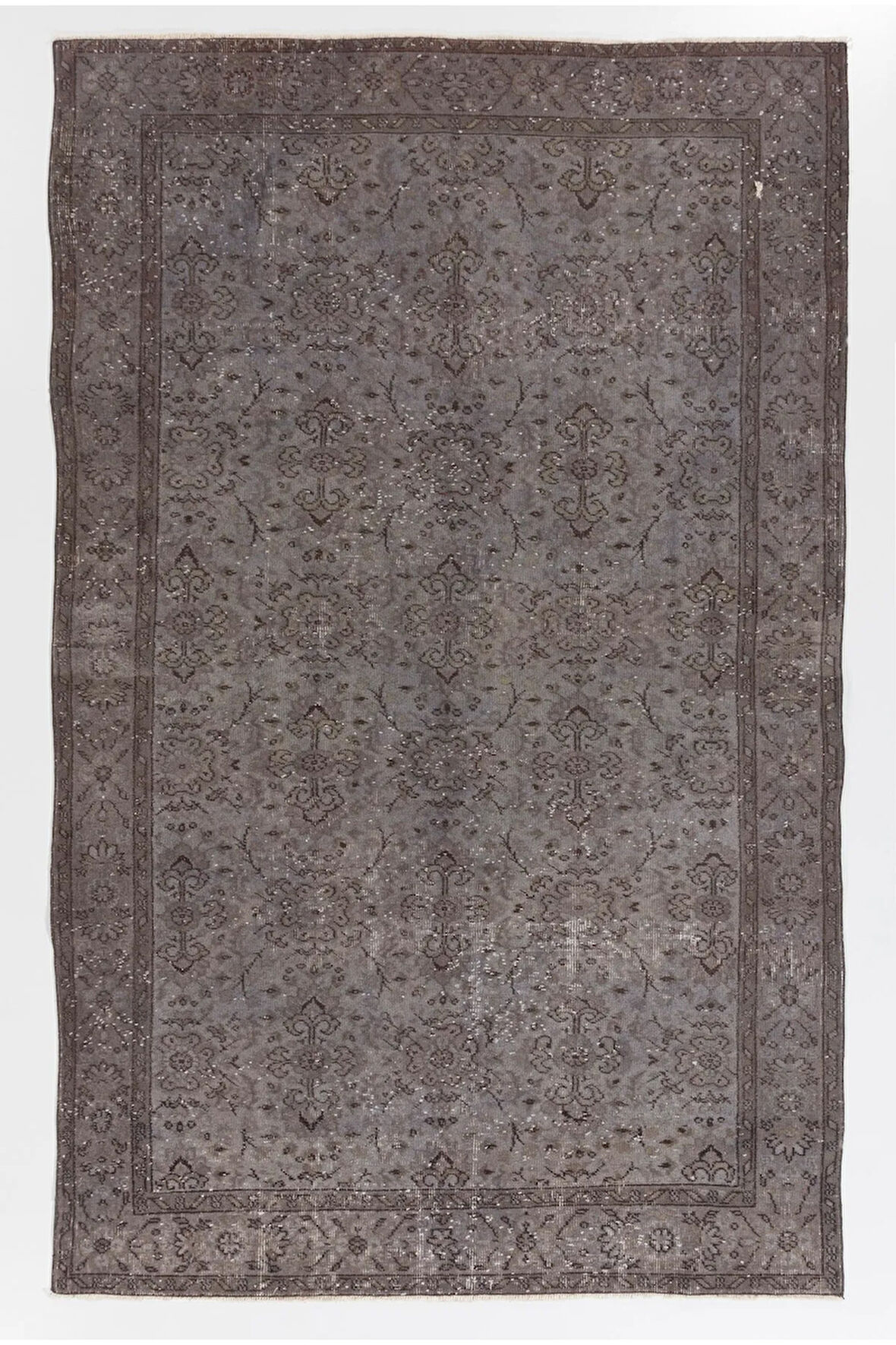 (168 X 267 CM) Gri Renkli Anadolu Halısı, %100 El Dokuması Çiçek Desenli Anadolu Halı