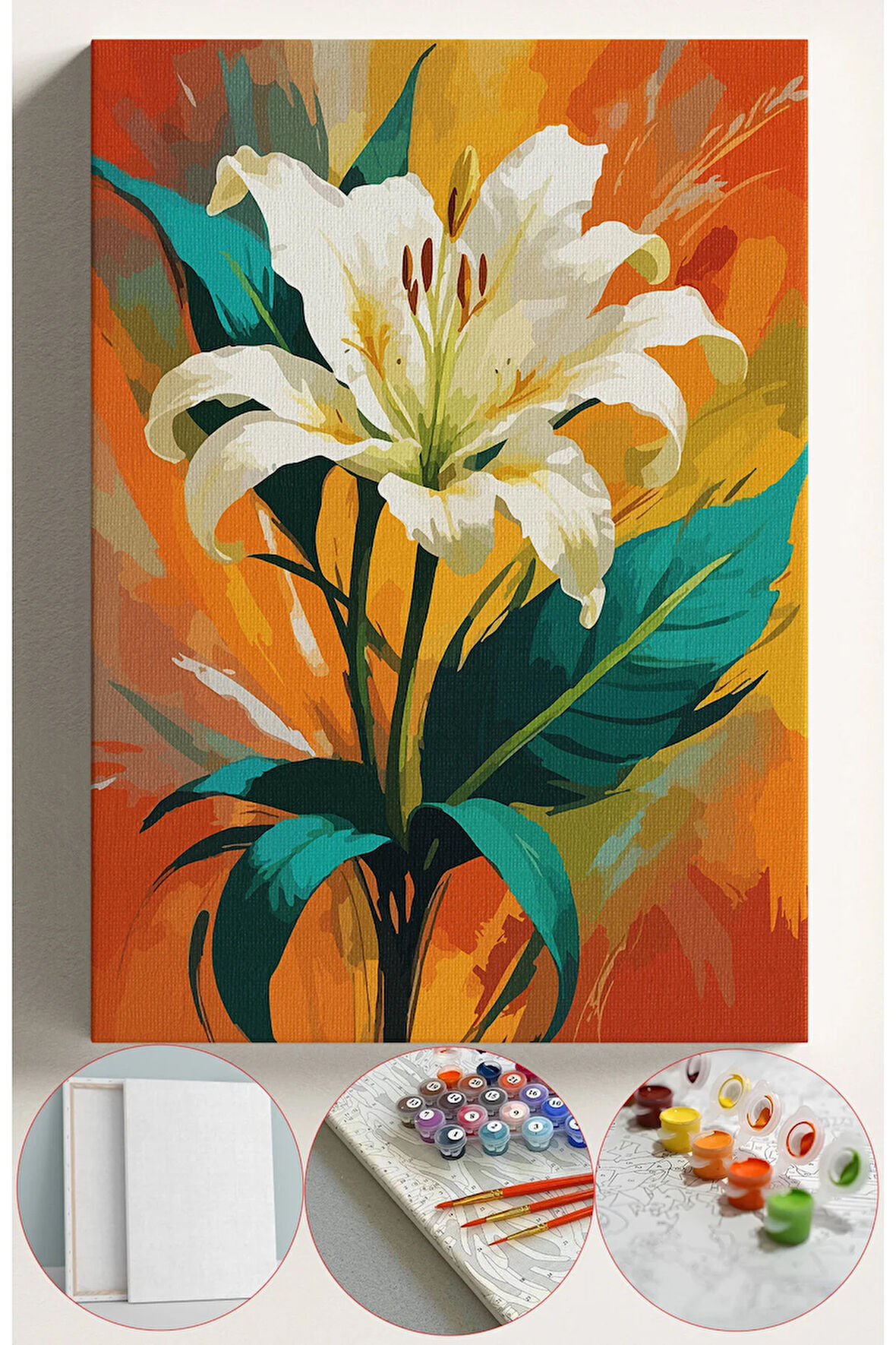 Sayılarla Boyama Seti Numaralı Tuval Fırça Boya 40x50 Cm - TEK LİLYUM