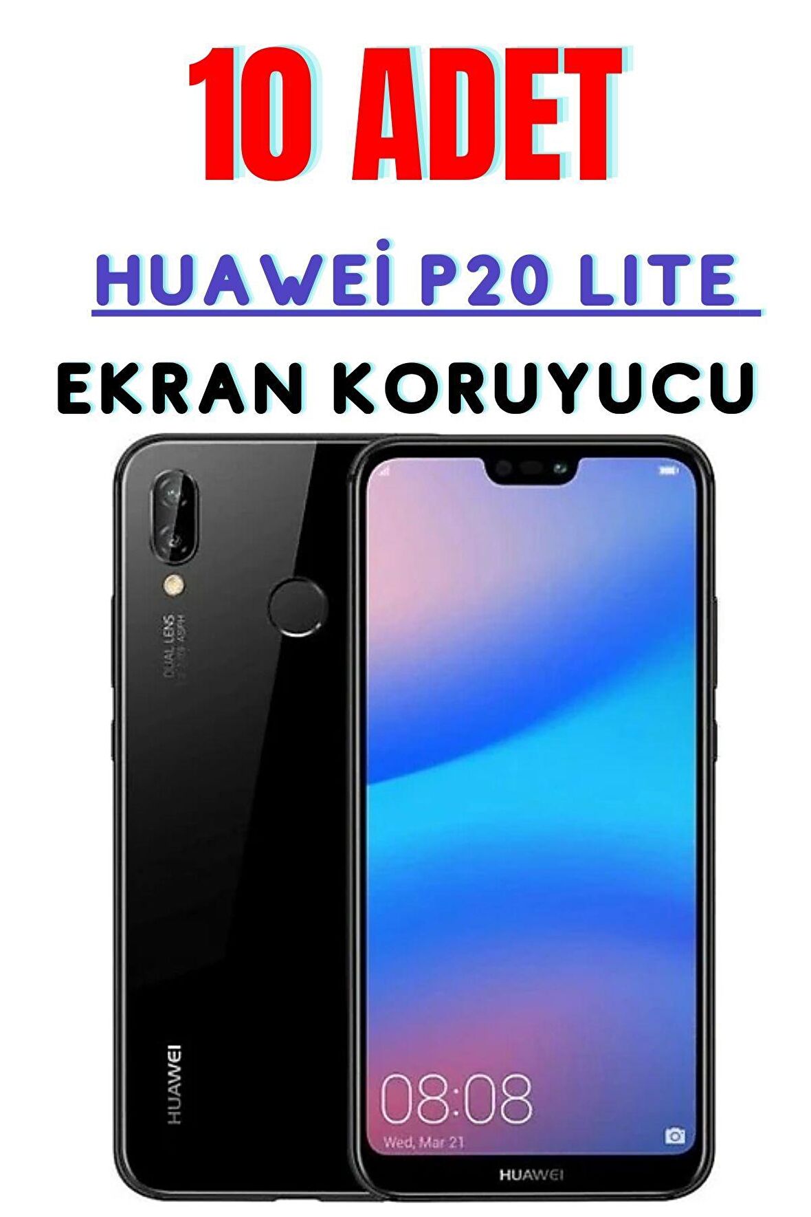 Huawei P20 Lite Temperli Cam Ekran Koruyucu Süper Ekonomik Paket ( 10 Adet )