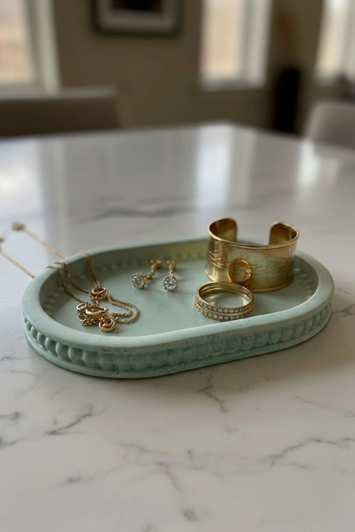 Baloncuk Model Yeşil Taş Tepsi