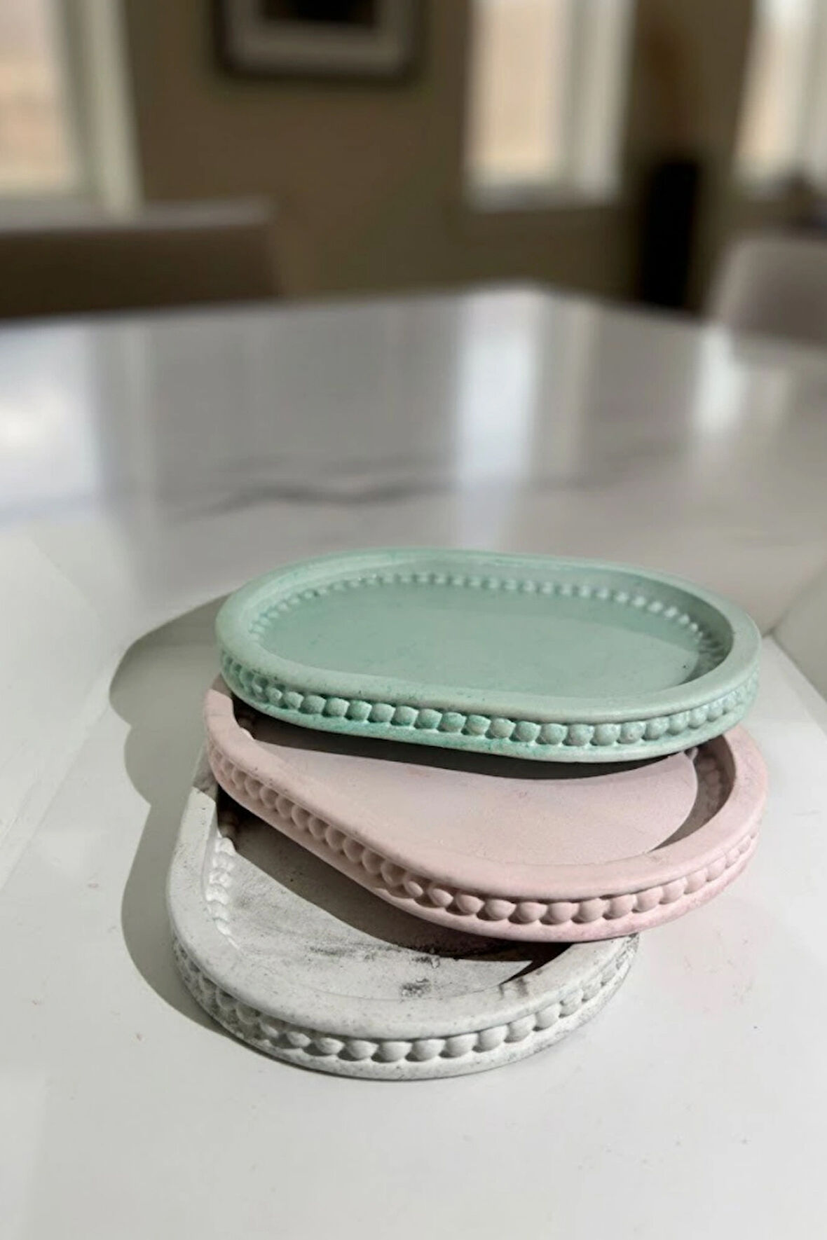 3'lü Oval Taş Tepsi Seti