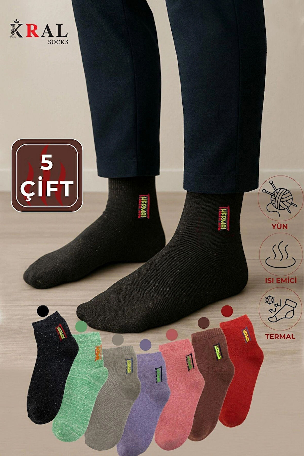 Termal Erkek Havlu Patik Çorap 5'li Set (5 ÇİFT)