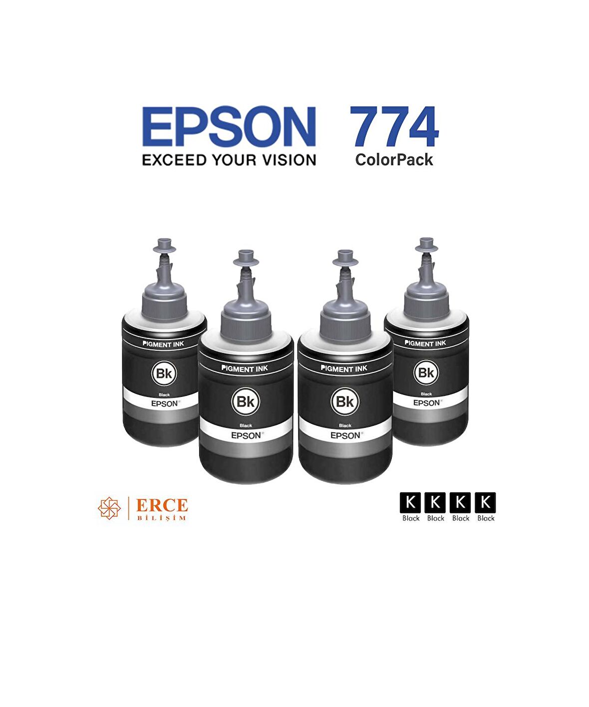 Epson774 EcoTank L655 Siyah Dörtlü Mürekkep Set