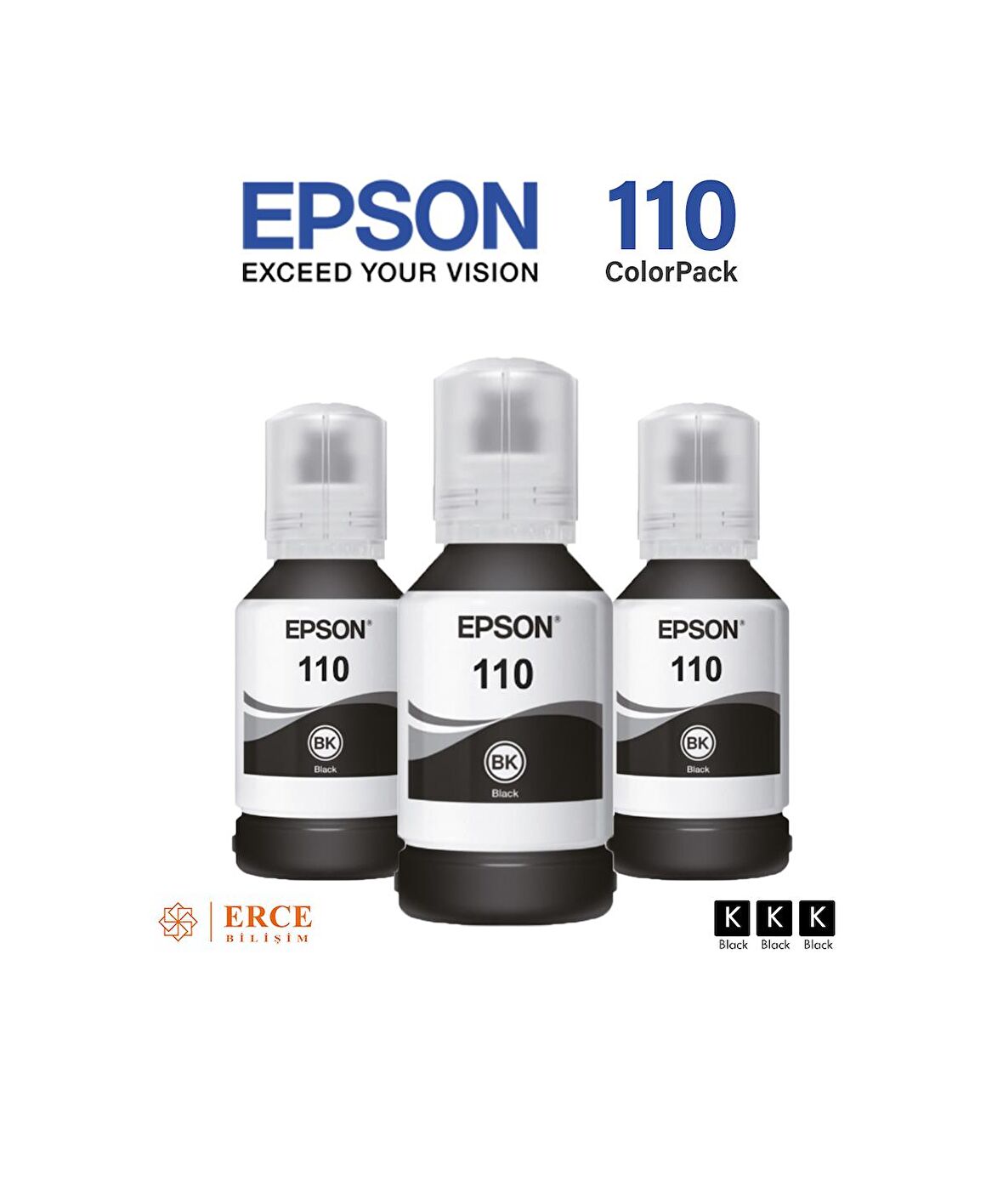 Epson 110 C13T03P14A M1140 Üçlü Black Şişe Mürekkep