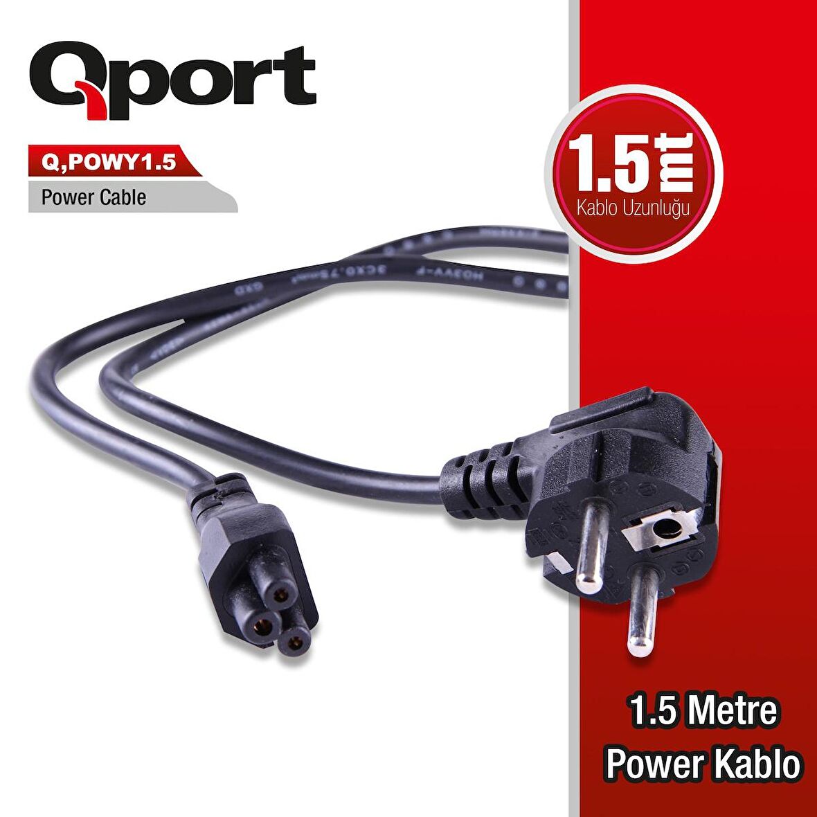 Q-POWY1_5  Q-POWY1.5 1.5 METRE NOTEBOOK POWER KABLOSU