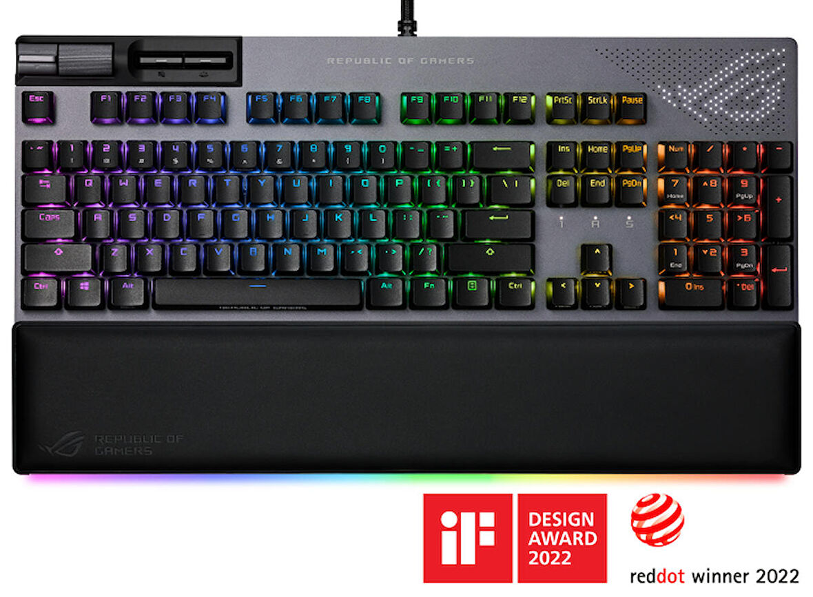 ROG STRIX FLARE II RED ANIMATE RGB OYUNCU KLAVYESİ DEĞİŞTİRİLEBİLİR ROG NX RED SWITCH LEDLİ EKRAN MEDYA KONTROLLERİ USB VE BİLEK DAYAMA