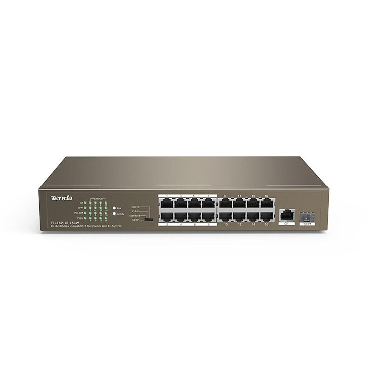 F1118P-16-150W 16 Port Yönetilemz PoE+Swich